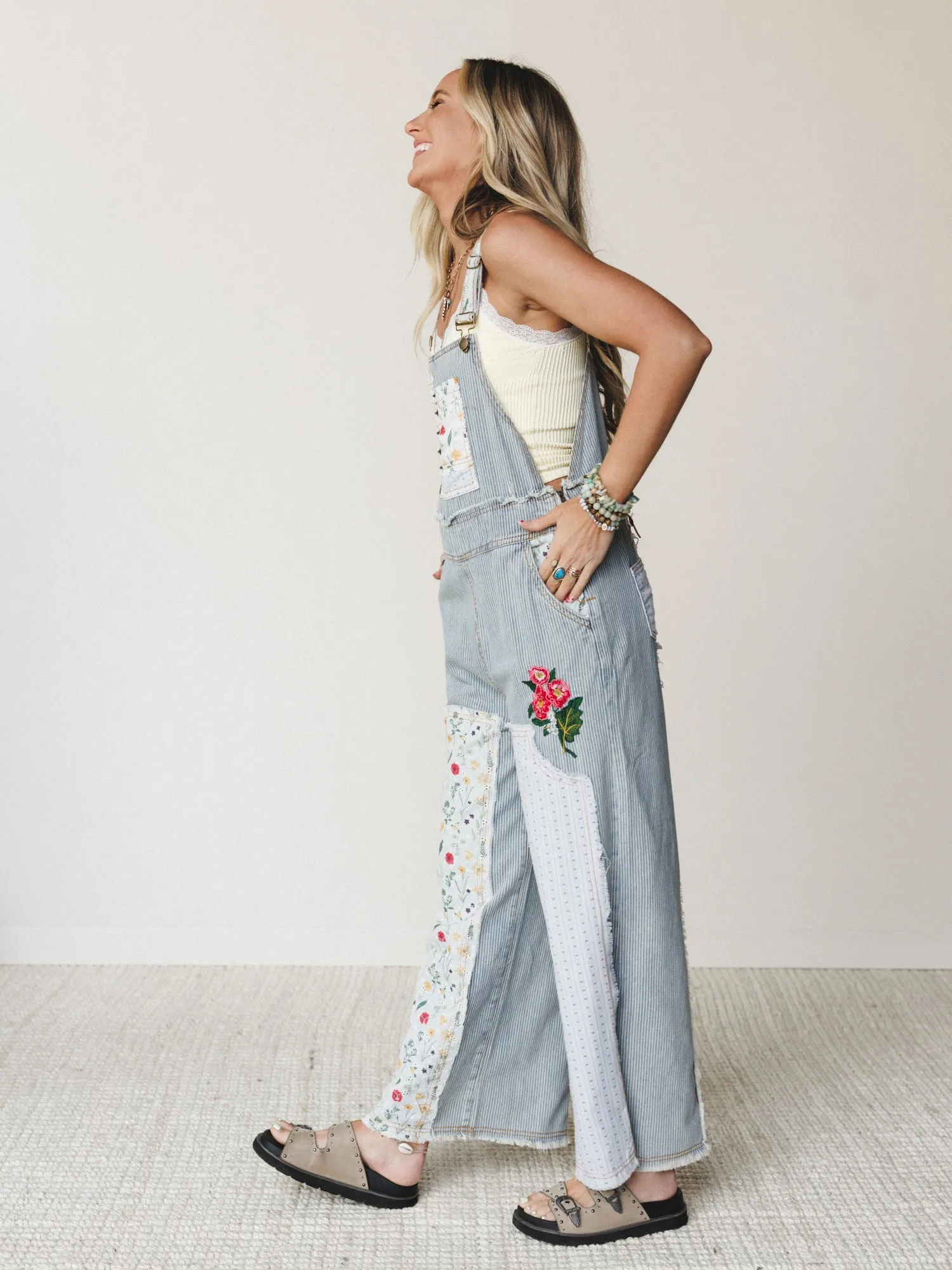Sights on Soaring Overalls - Denim Stripe sold by Three Bird Nest product image thumbnail 3