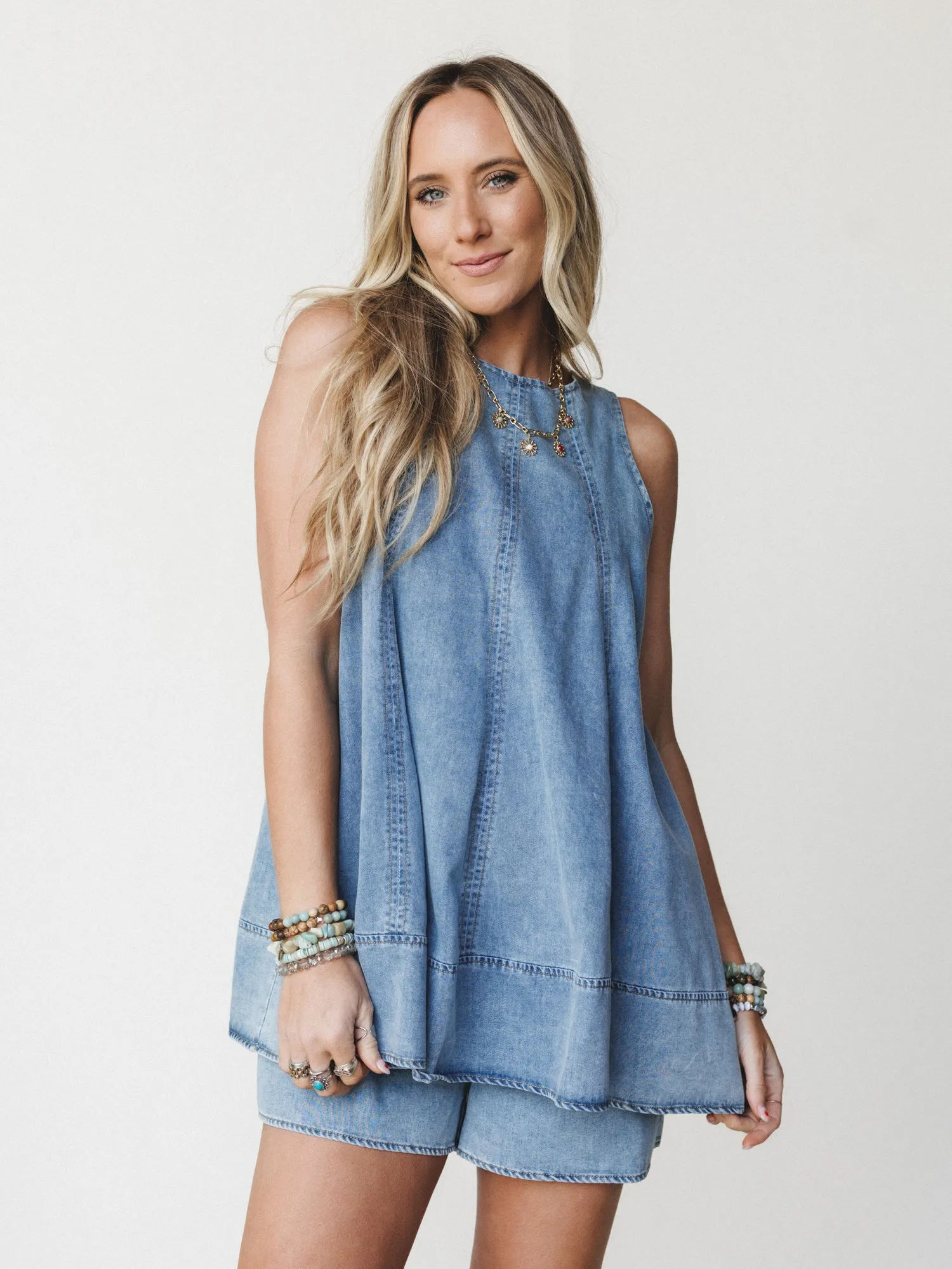 Beat Goes On Romper - Chambray sold by Three Bird Nest product image thumbnail 2