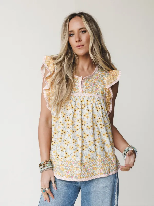 Meadow Maze Blouse - Sunflower Yellow made by mittoshop