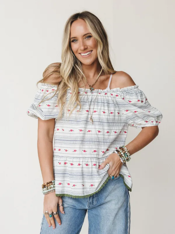 Chasing Memories Blouse

 - White Navy made by easel
