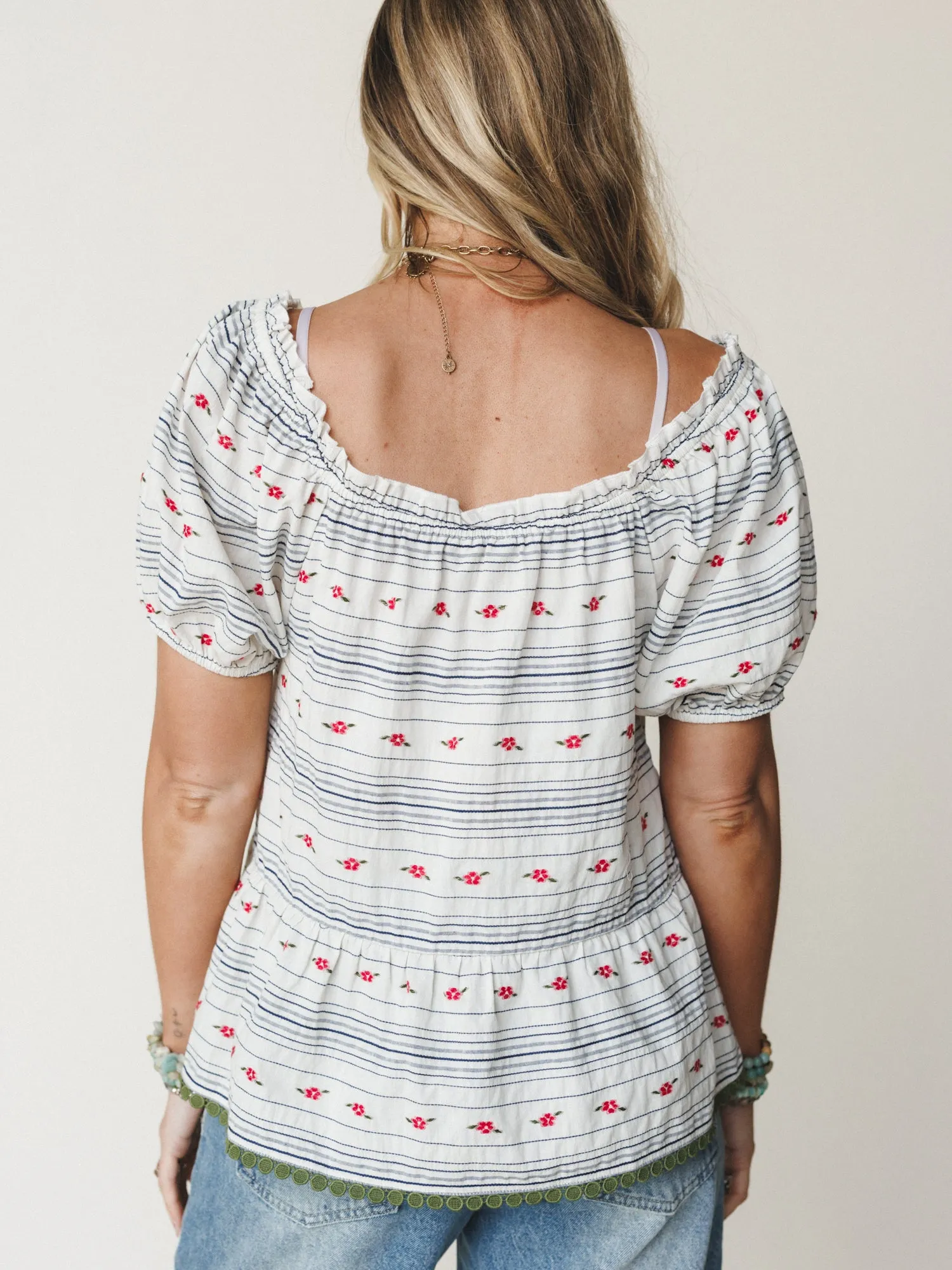 Chasing Memories Blouse
- White Navy sold by Three Bird Nest product image thumbnail 5