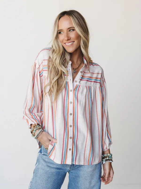 Just like Sunshine Striped Blouse
 - Natural made by easel