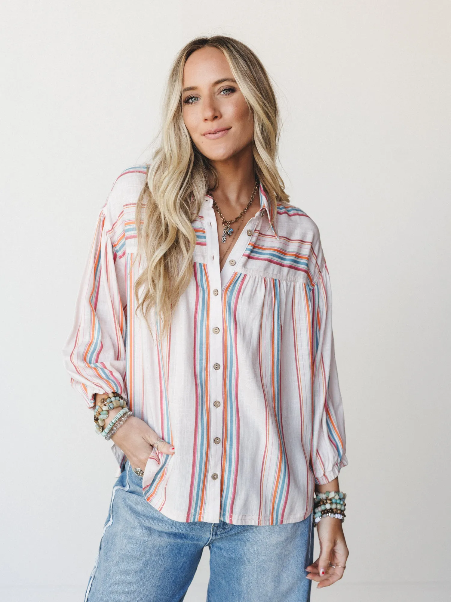 Just like Sunshine Striped Blouse
- Natural sold by Three Bird Nest product image thumbnail 5