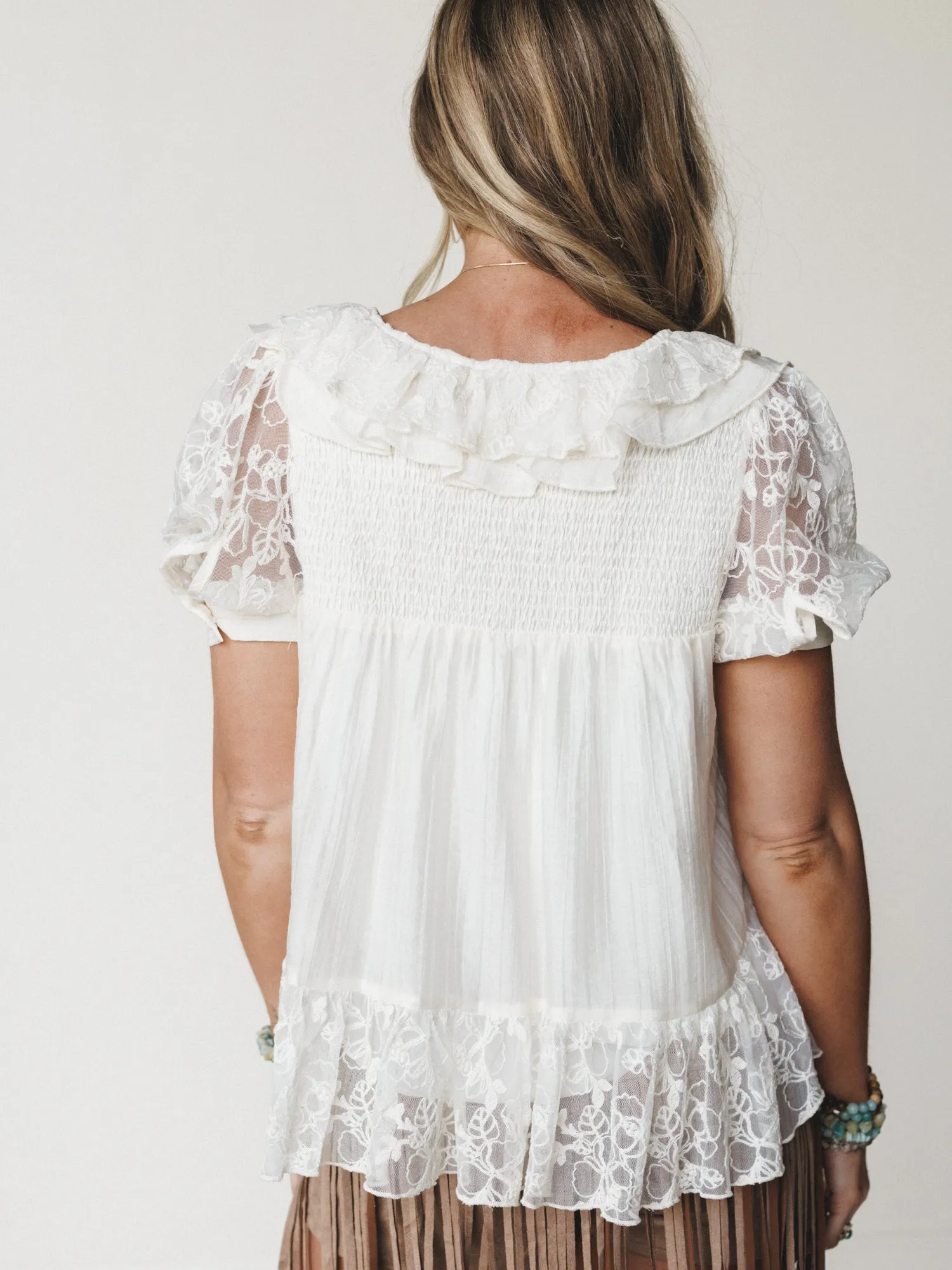 Lace Flower Blouse - Cream sold by Three Bird Nest product image thumbnail 5