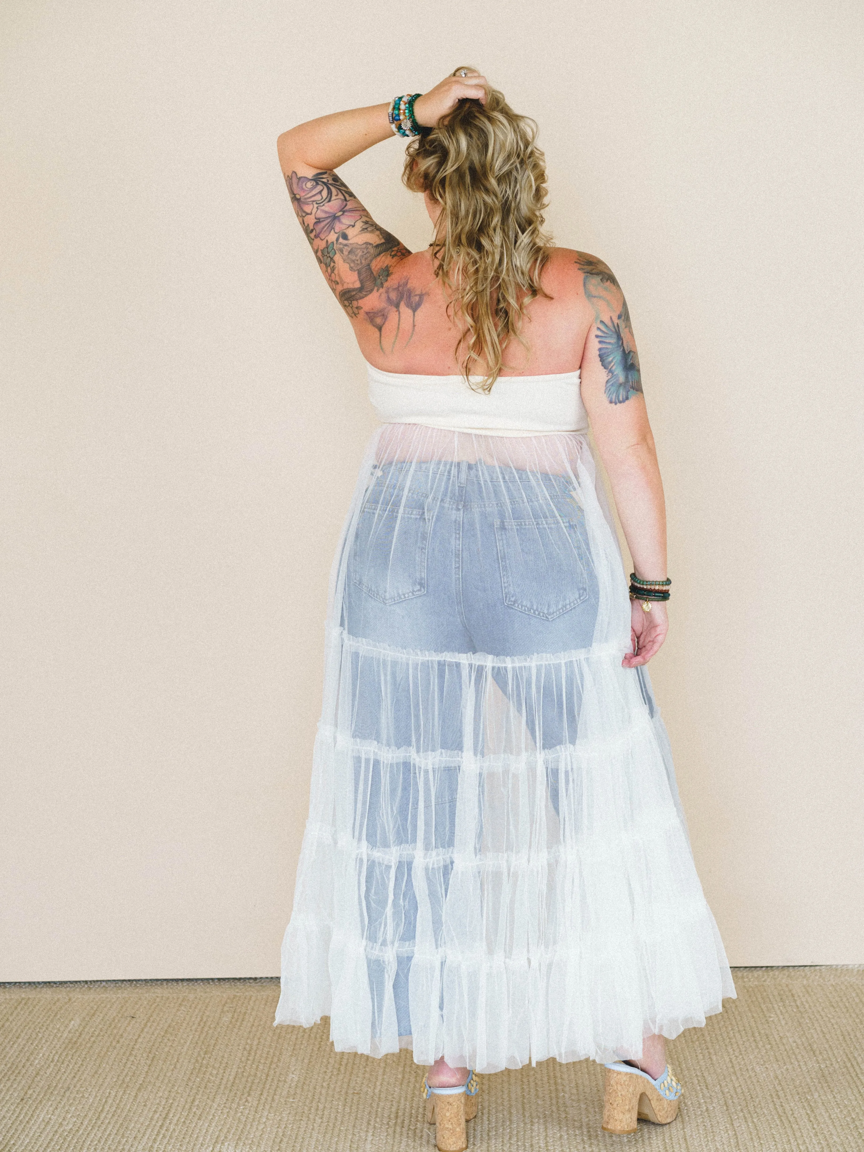 Blush Affair Tulle Maxi Dress - Cream sold by Three Bird Nest product image thumbnail 4