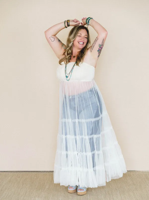 Blush Affair Tulle Maxi Dress - Cream made by Promesa