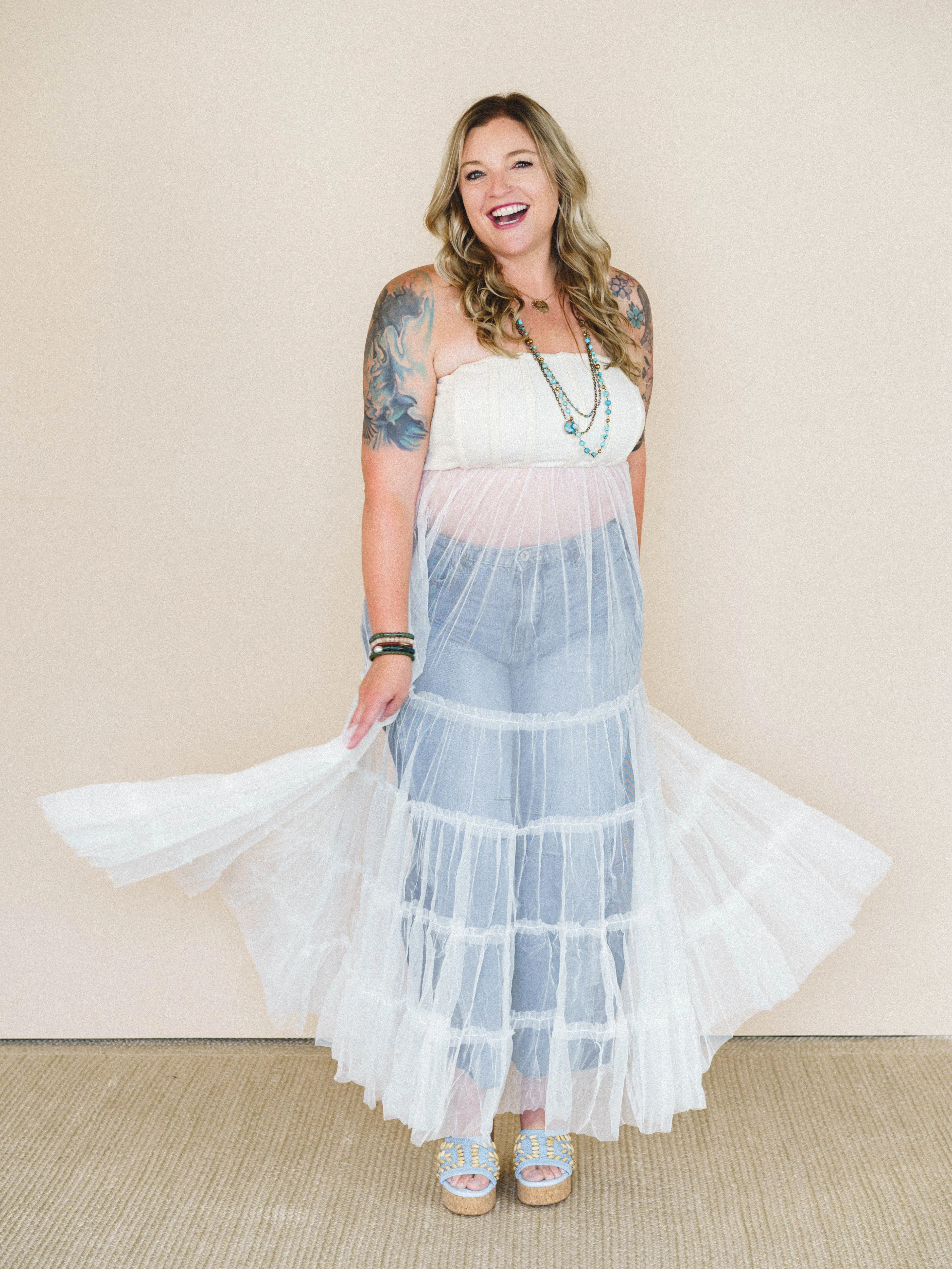 Blush Affair Tulle Maxi Dress - Cream sold by Three Bird Nest product image thumbnail 2