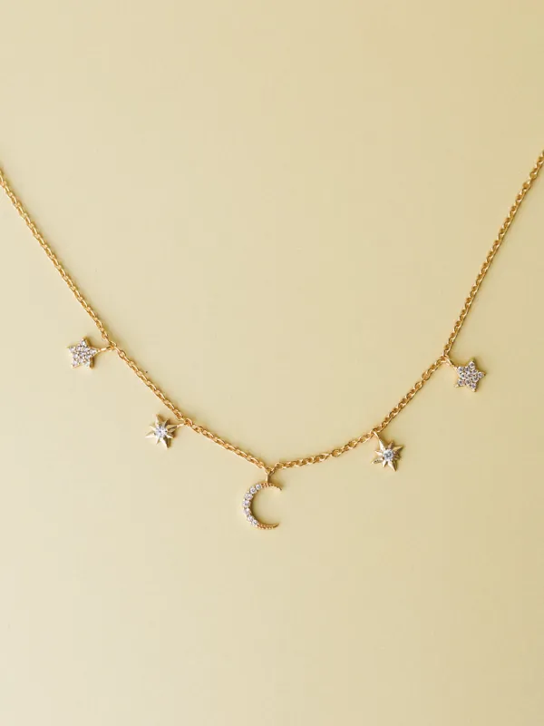 Moon and Stars Necklace - Gold made by Fame Accessories