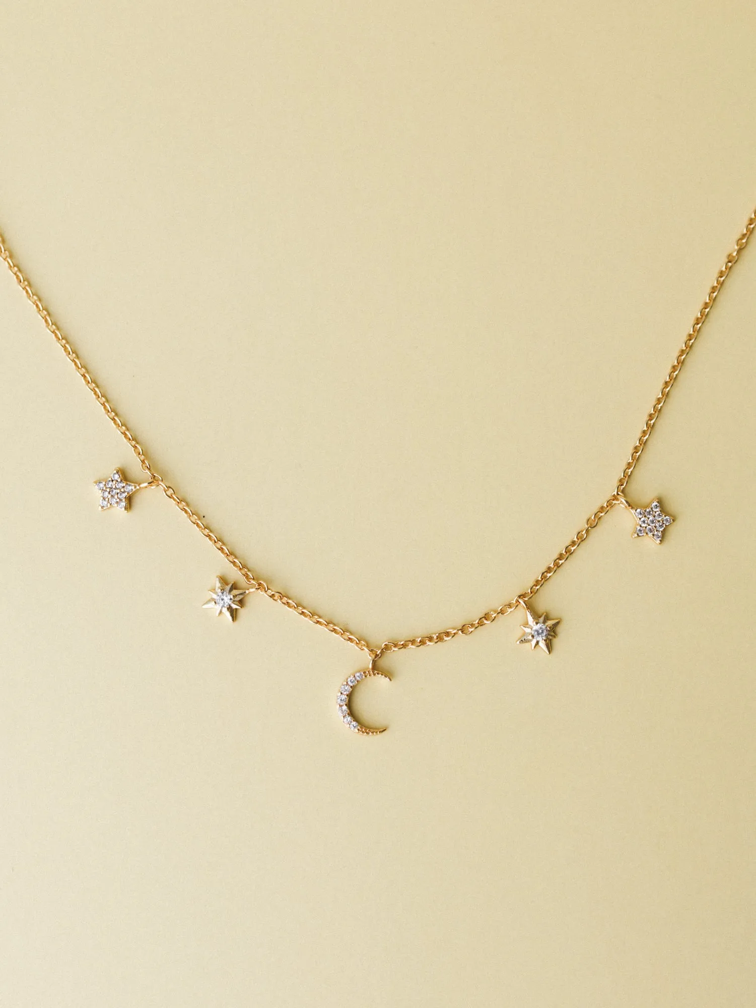 Moon and Stars Necklace - Gold sold by Three Bird Nest