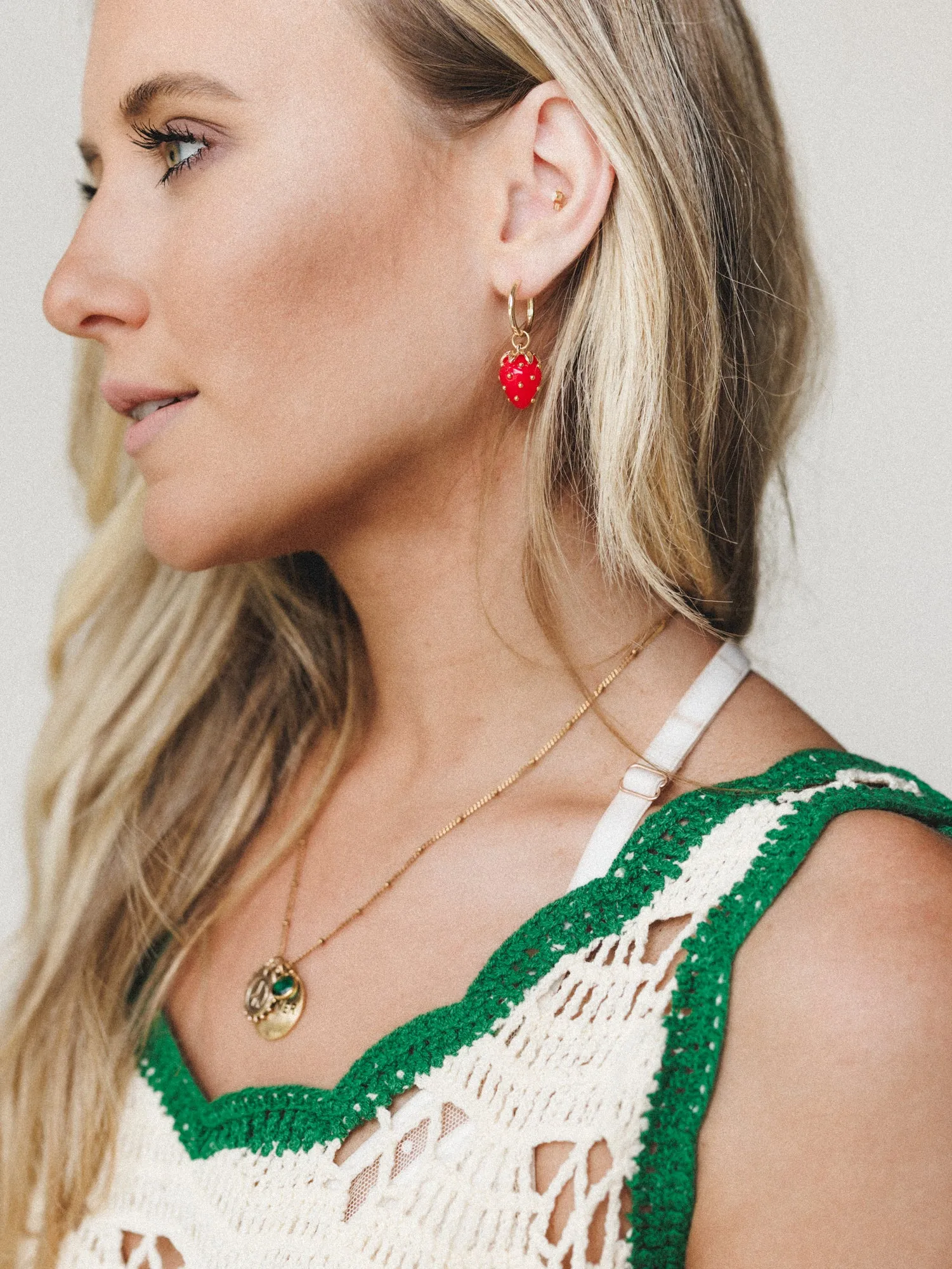 Strawberry Earrings - Gold sold by Three Bird Nest product image thumbnail 2