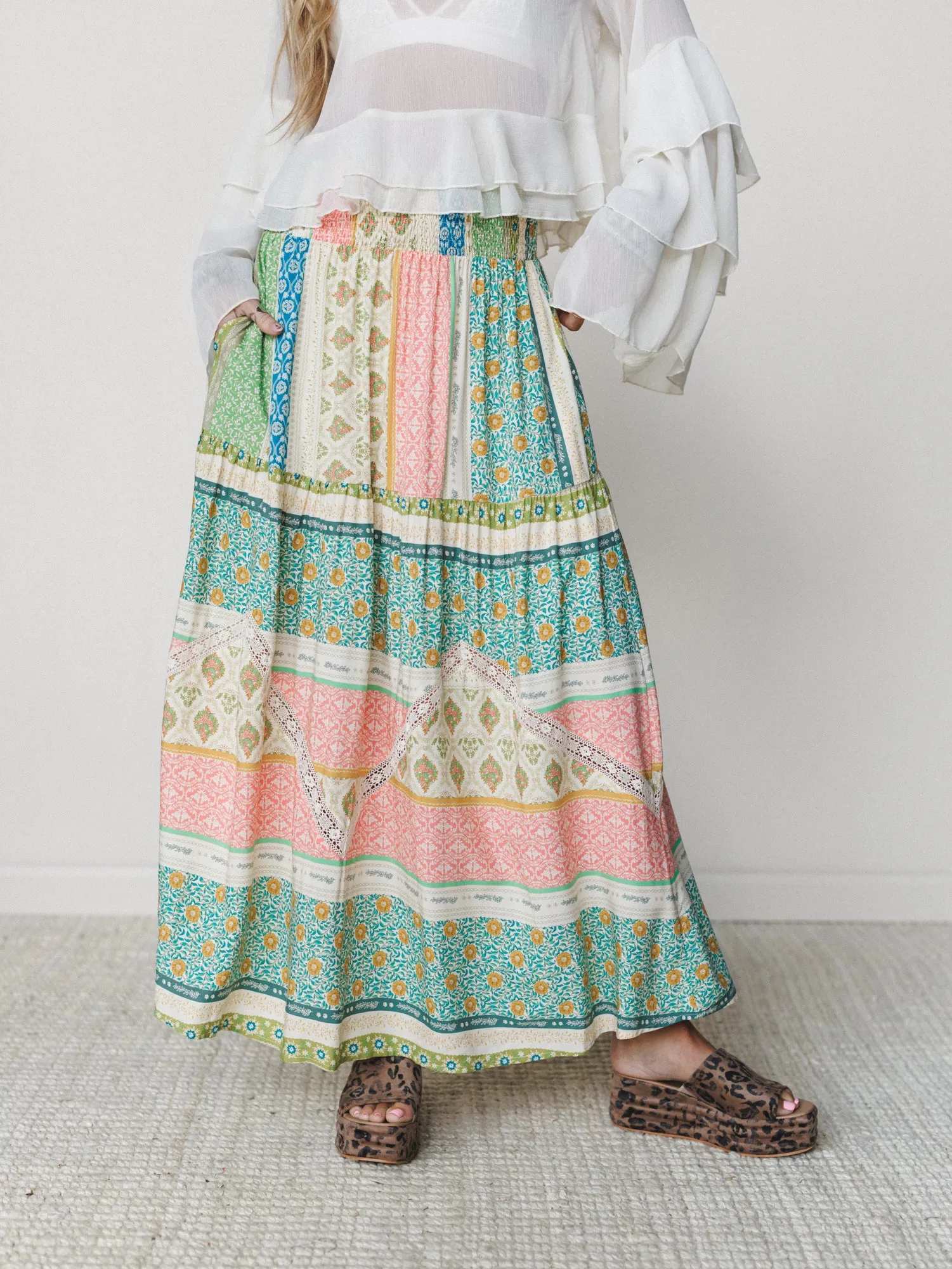 Spring Blooms Skirt - Green Mix sold by Three Bird Nest product image thumbnail 4