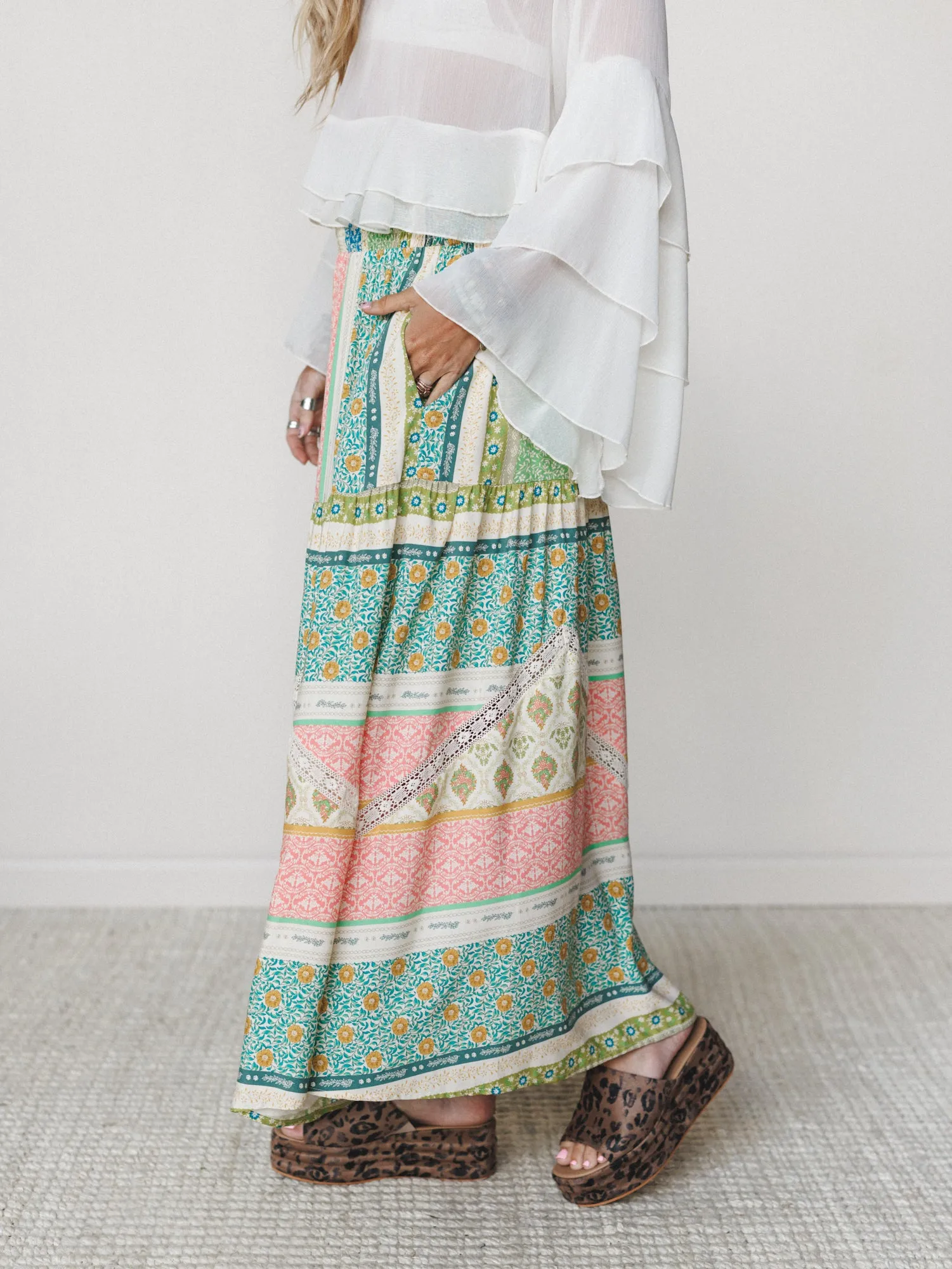 Spring Blooms Skirt - Green Mix sold by Three Bird Nest product image thumbnail 5