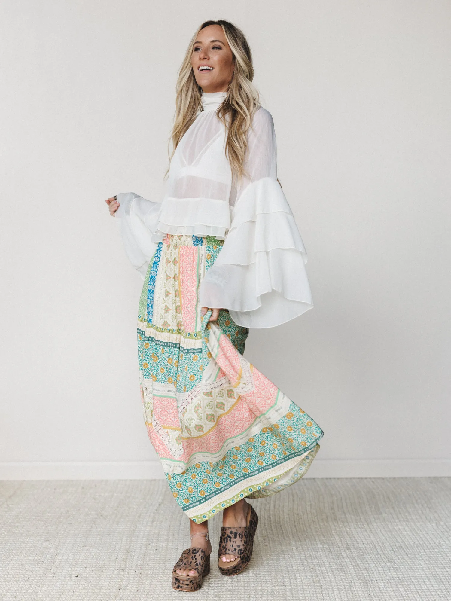 Spring Blooms Skirt - Green Mix sold by Three Bird Nest product image thumbnail 2