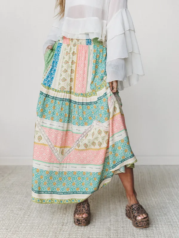 Spring Blooms Skirt - Green Mix made by mittoshop