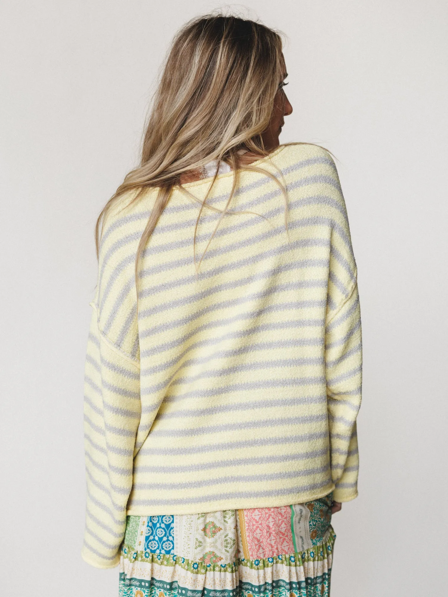 All My Stripes Oversized Sweater - Misted Yellow Icey Grey sold by Three Bird Nest product image thumbnail 2