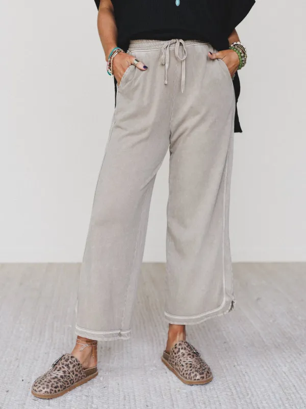 So Comfy Wide Leg Pant Cropped Length - Mocha - Pre Order made by easel