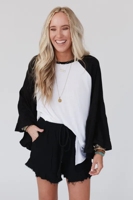 Bell Sleeve Baseball Tee - Black - Pre Order made by Rock n Rose