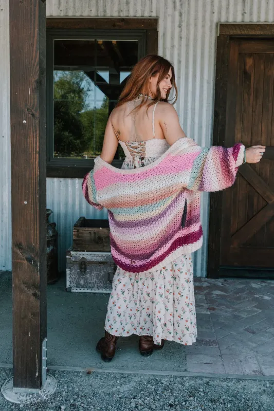 Wrapped up in Color Knit Cardigan - Pink Multi - Pre Order made by Listicle