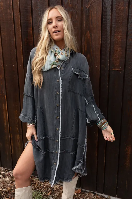 Ophelia Oversized Denim Dress - Black Denim - Pre Order made by easel