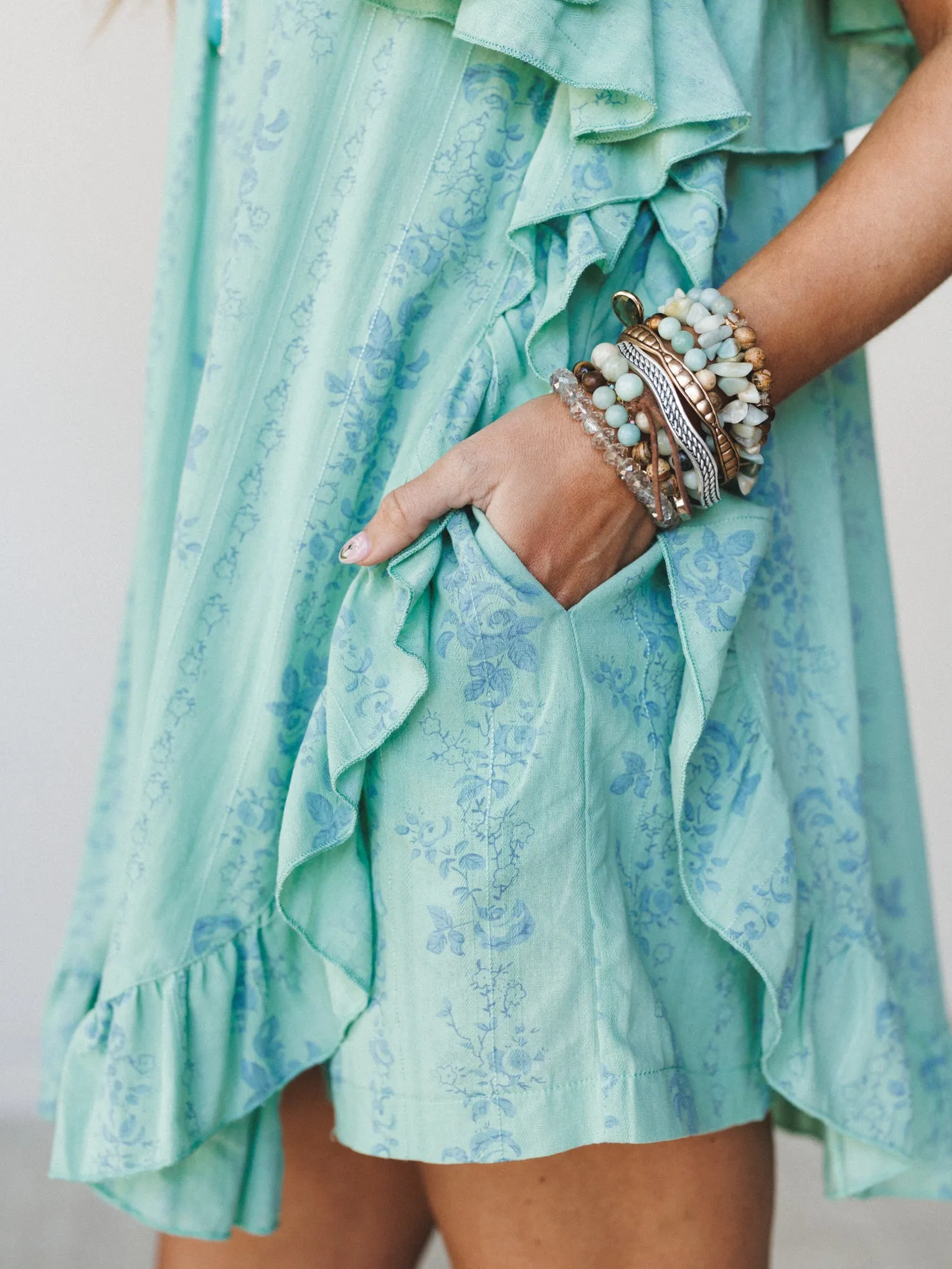Goldie Floral Romper - Sage sold by Three Bird Nest product image thumbnail 4