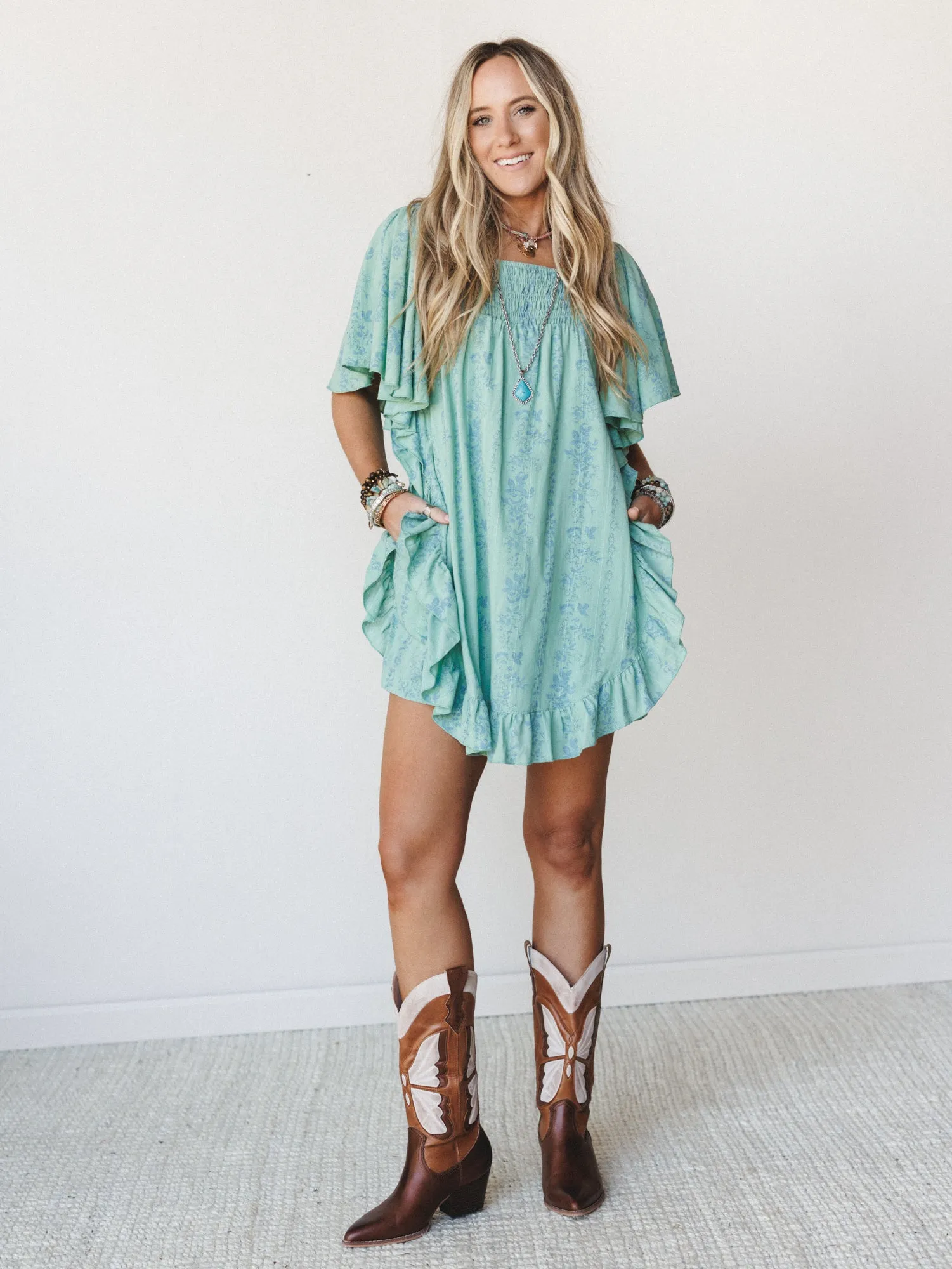 Goldie Floral Romper - Sage sold by Three Bird Nest product image thumbnail 2