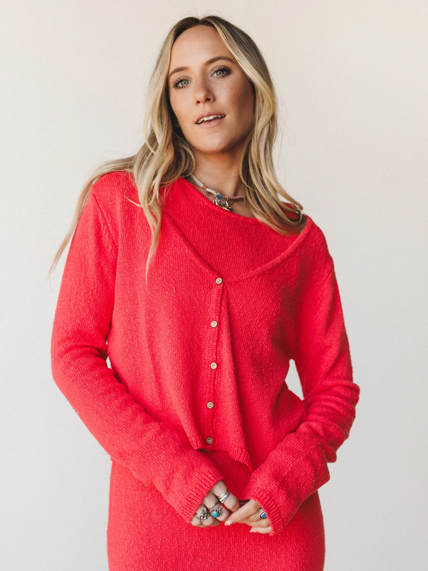 August Knitted Cardigan - Tomato Red sold by Three Bird Nest product image thumbnail 2