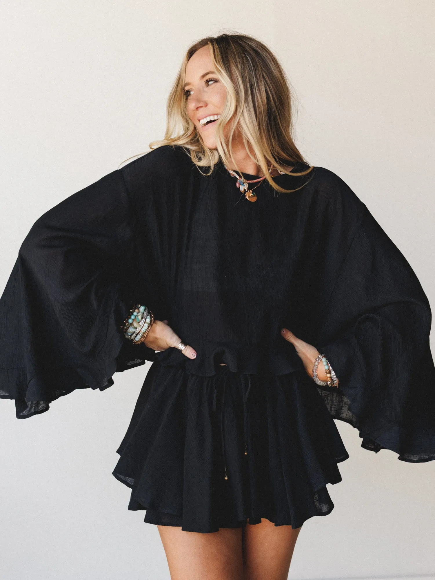 Anaya Poncho - Black sold by Three Bird Nest product image thumbnail 3
