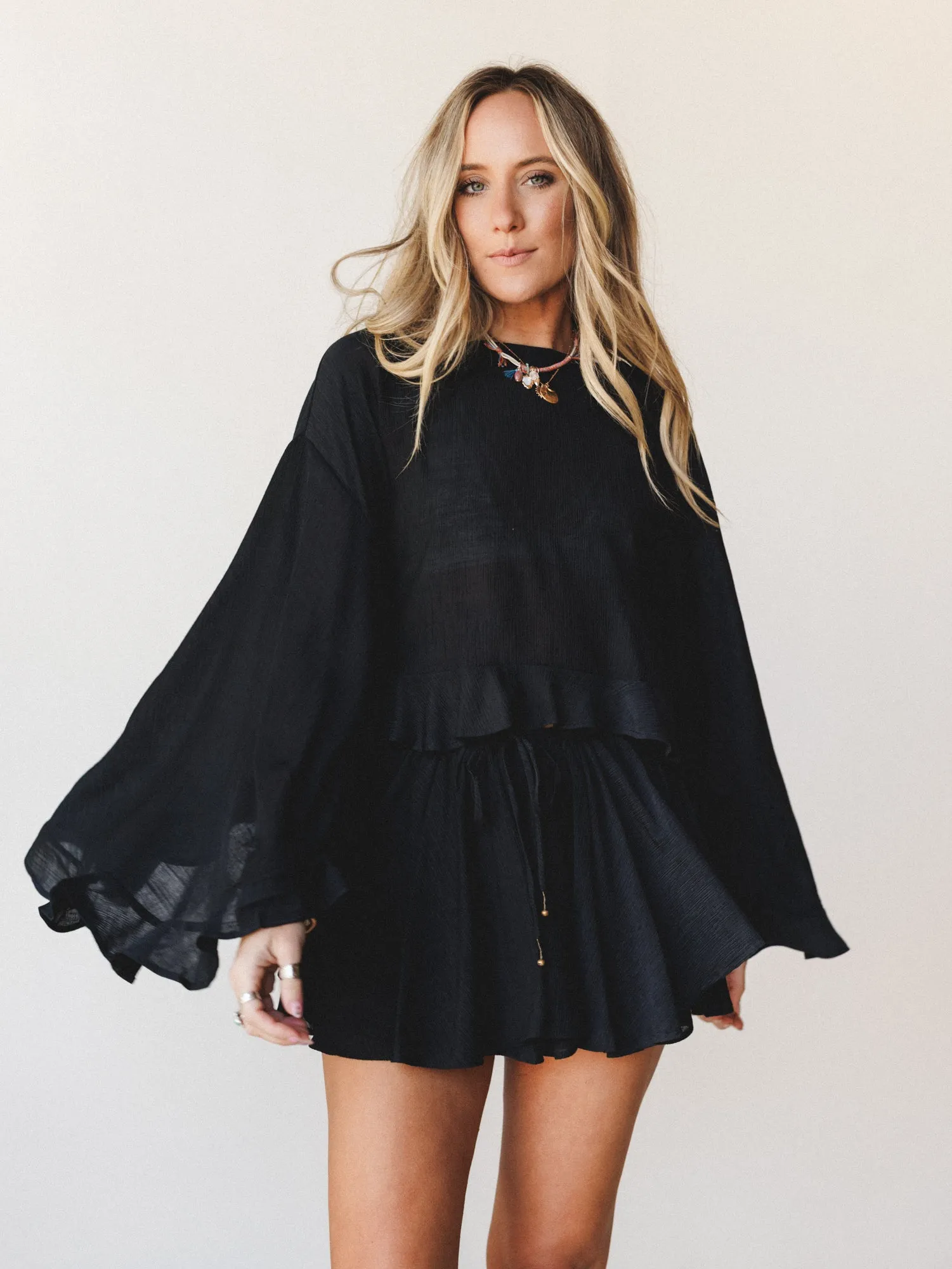 Anaya Poncho - Black sold by Three Bird Nest product image thumbnail 2