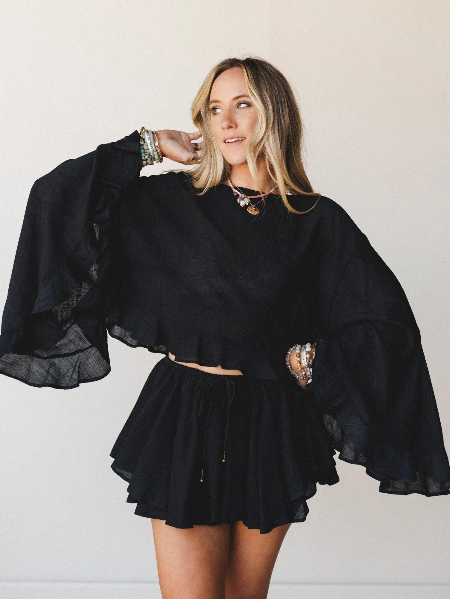 Anaya Poncho - Black sold by Three Bird Nest