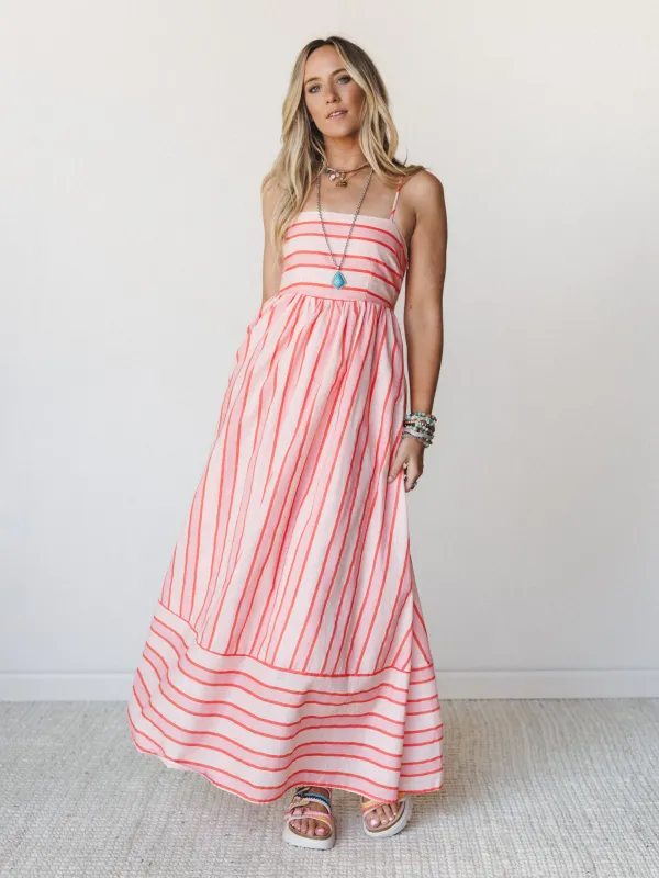 Nina Striped Dress - Blush made by By Together