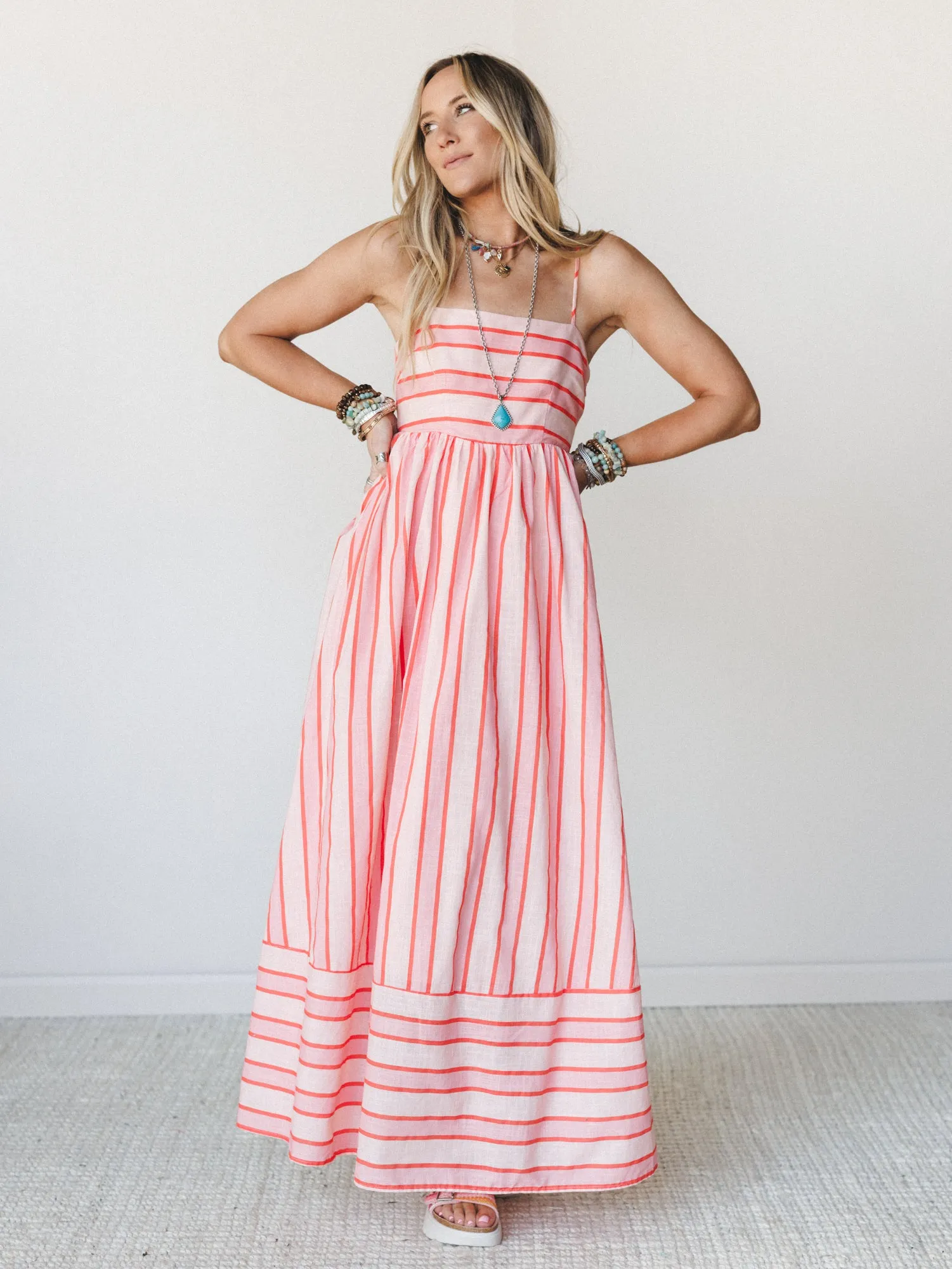 Nina Striped Dress - Blush sold by Three Bird Nest product image thumbnail 5