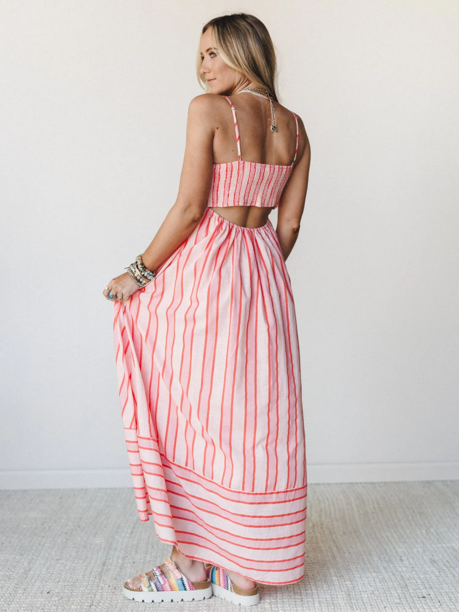 Nina Striped Dress - Blush sold by Three Bird Nest product image thumbnail 2