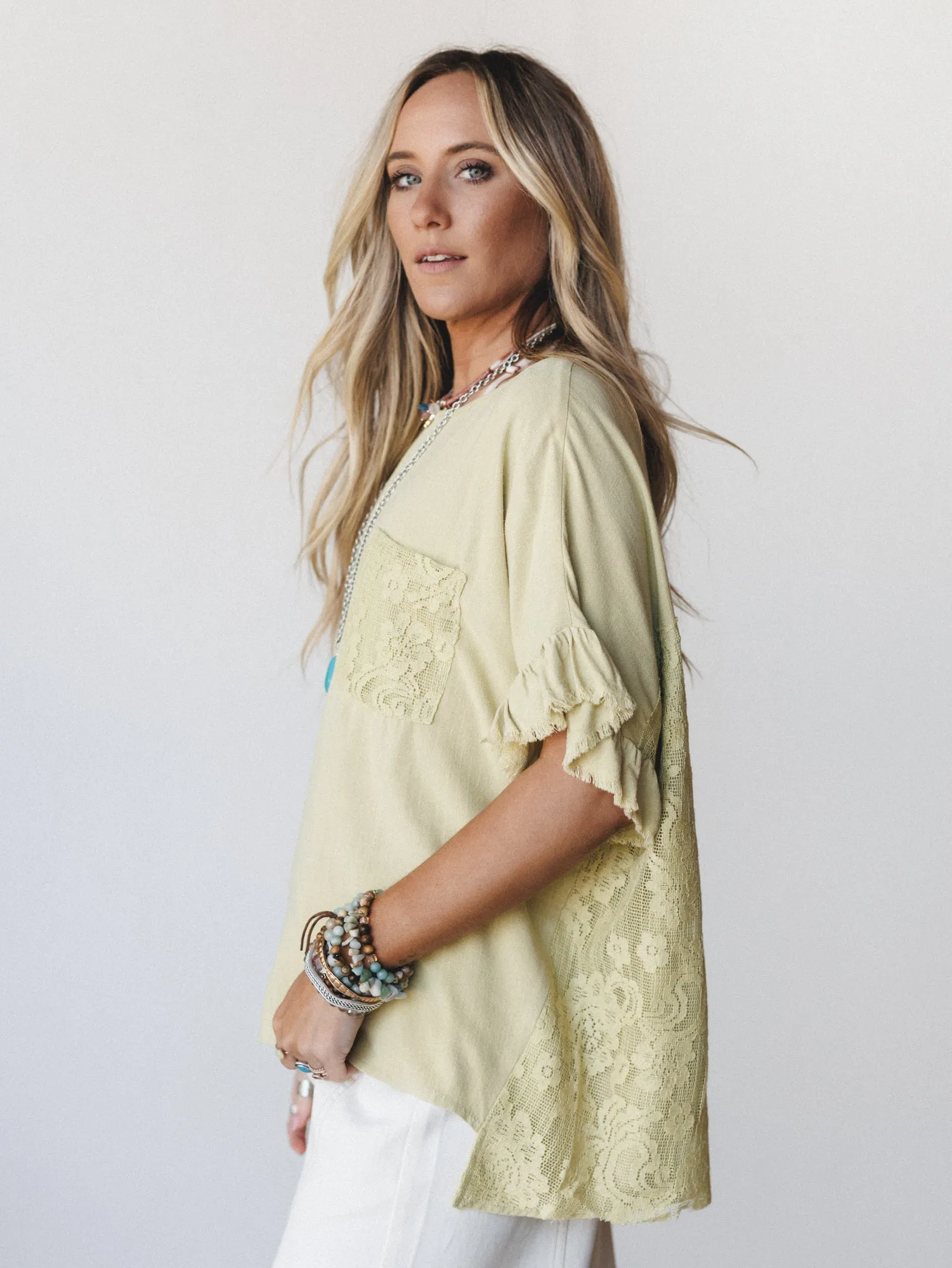 Zhara Lace Back Top - Green Tea sold by Three Bird Nest product image thumbnail 2