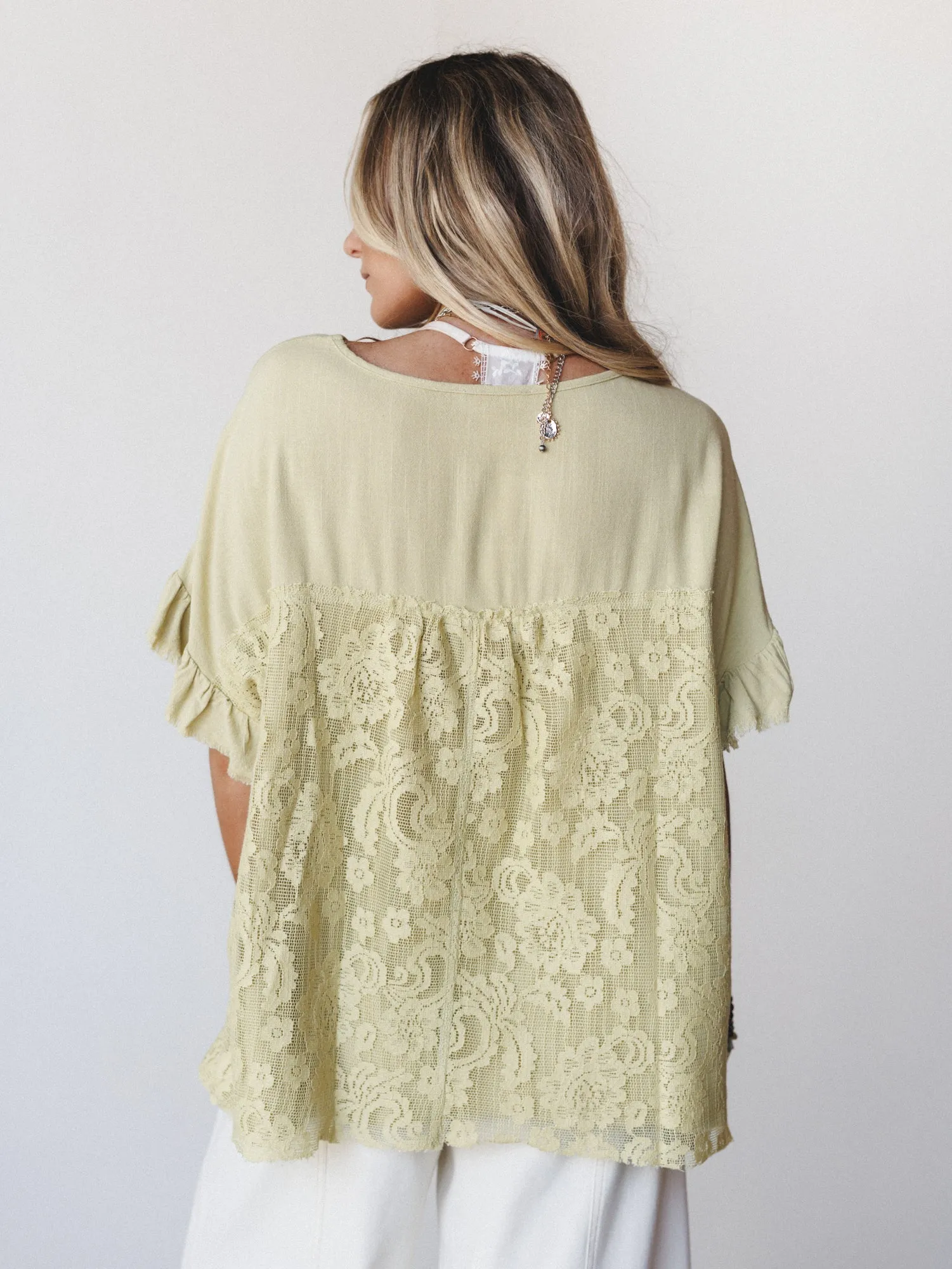 Zhara Lace Back Top - Green Tea sold by Three Bird Nest product image thumbnail 4