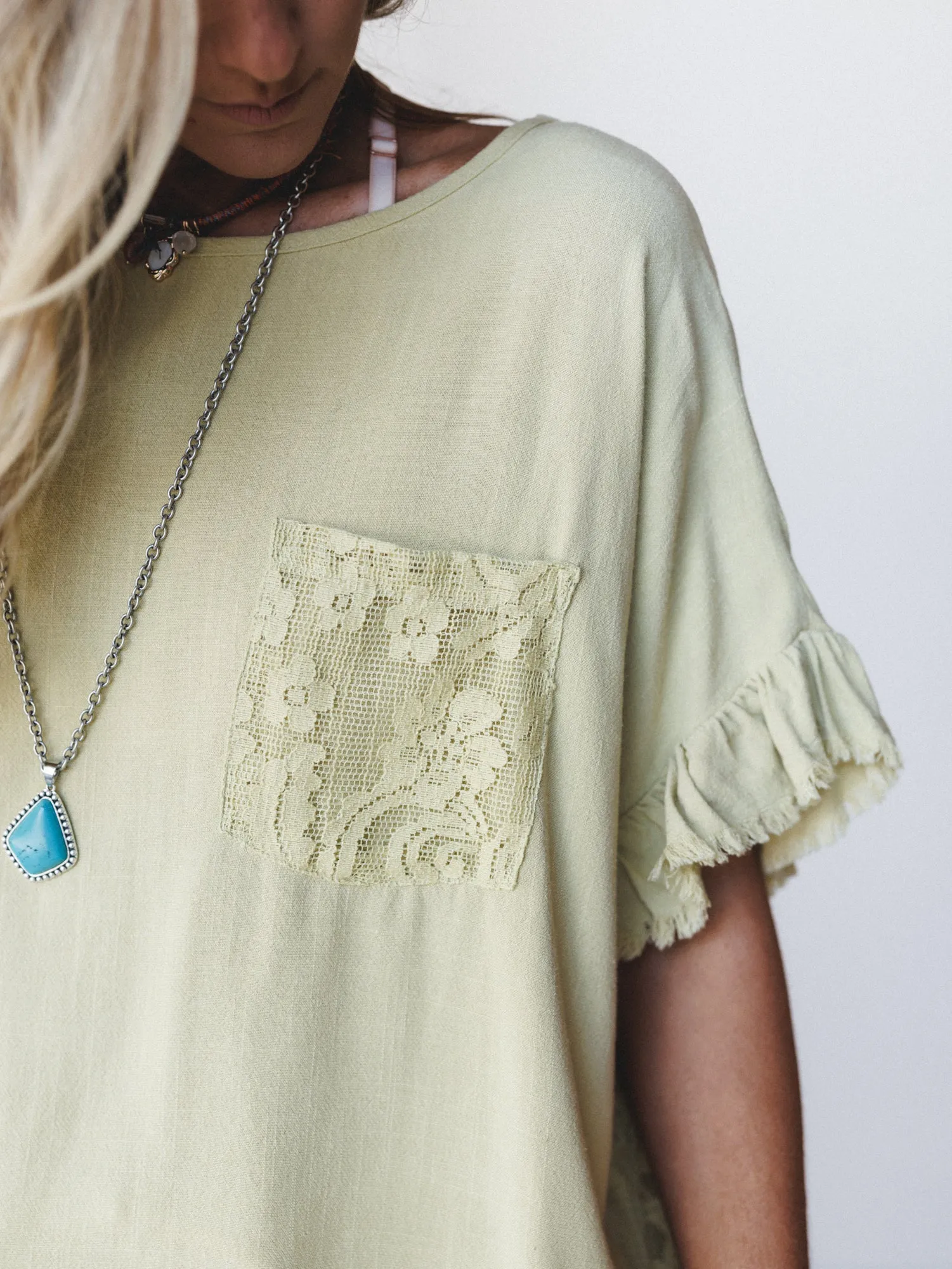 Zhara Lace Back Top - Green Tea sold by Three Bird Nest product image thumbnail 3