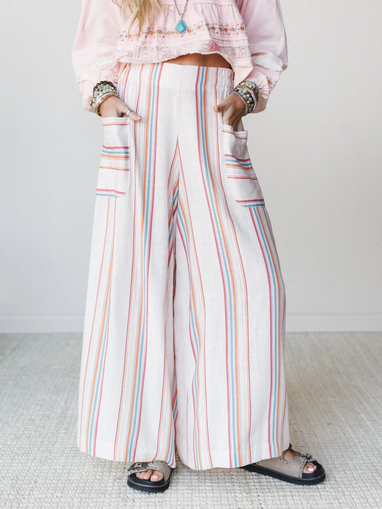Just Like Sunshine Striped Pants - Natural sold by Three Bird Nest