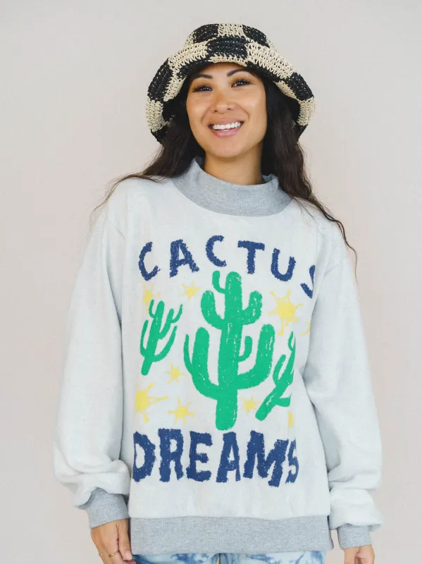 Cactus Dreams Sweater - Grey made by Three Bird Nest