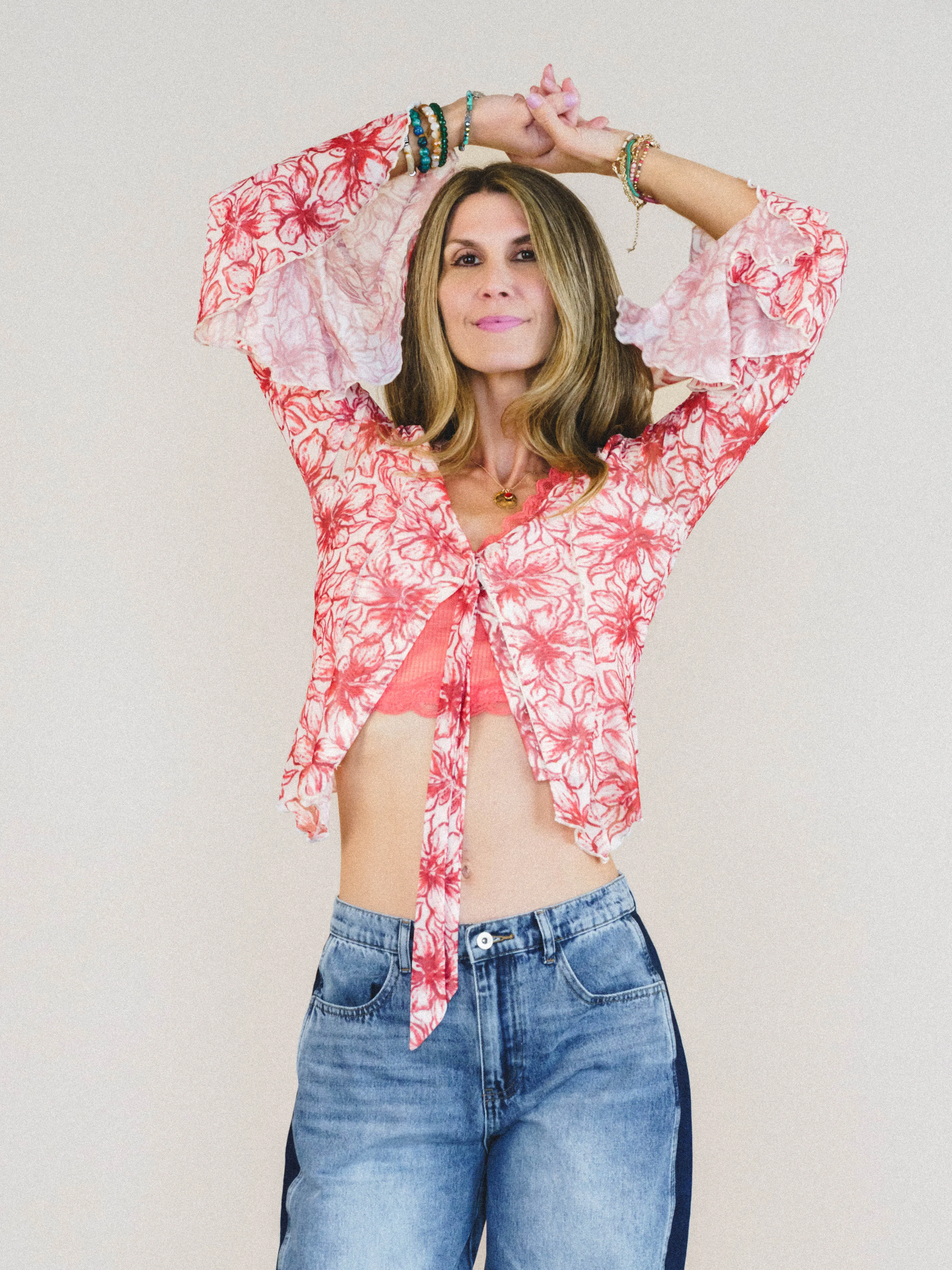 Foxy Flower Bell Sleeve Top - Red sold by Three Bird Nest product image thumbnail 3