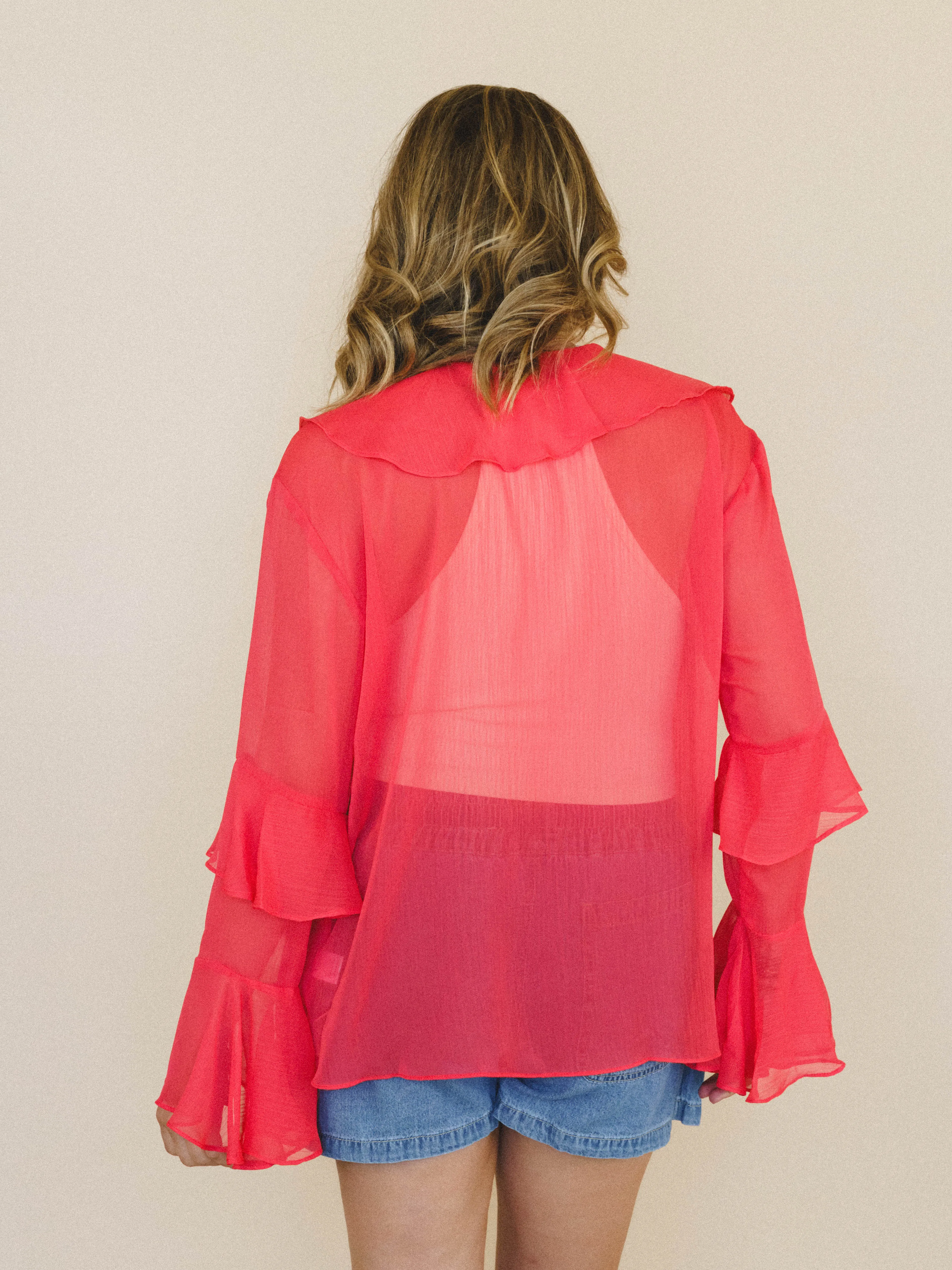 Ginger Rose Ruffle Blouse - Red Orange sold by Three Bird Nest product image thumbnail 3