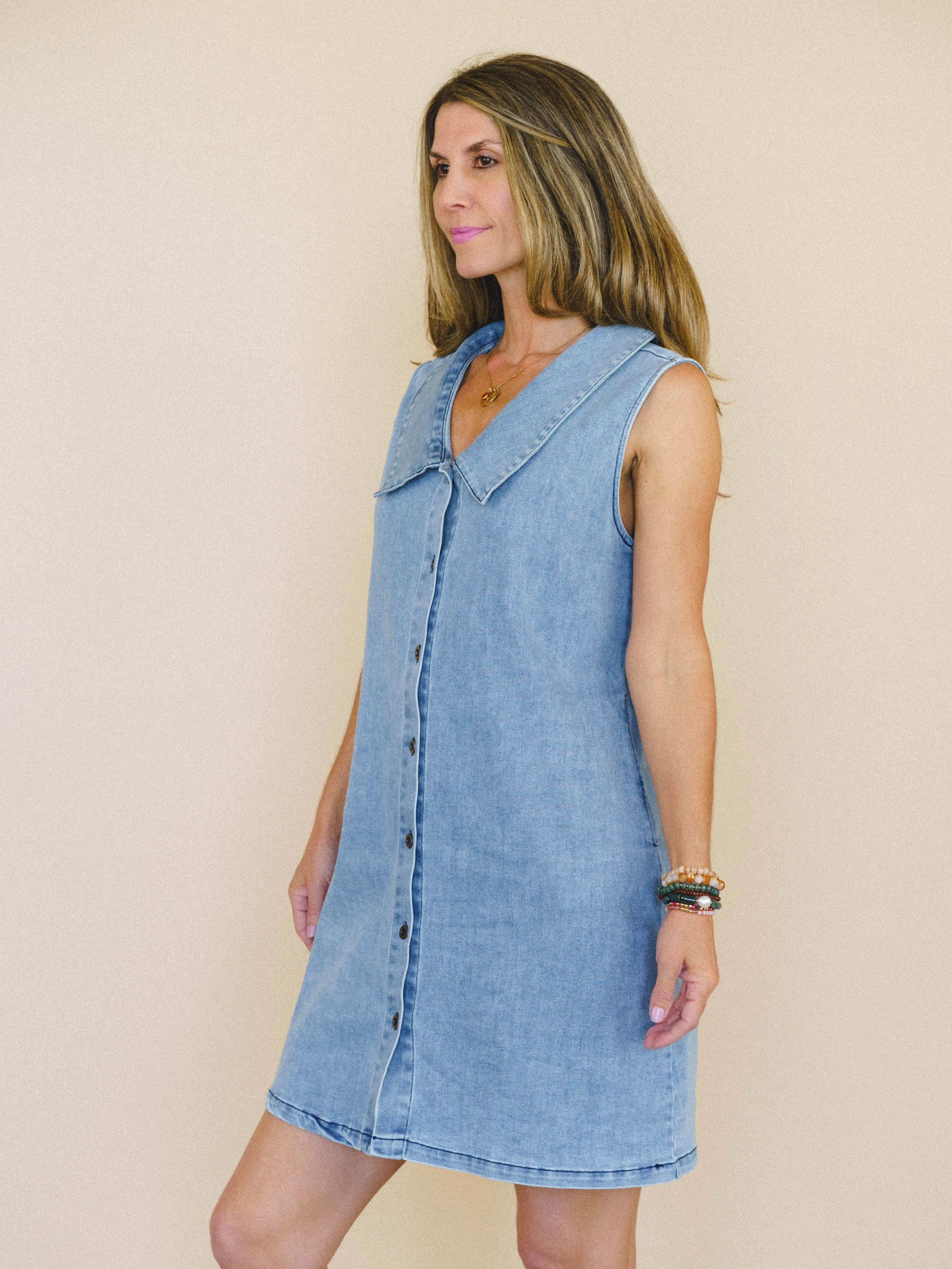 Just the Thing Dress - Denim sold by Three Bird Nest product image thumbnail 4