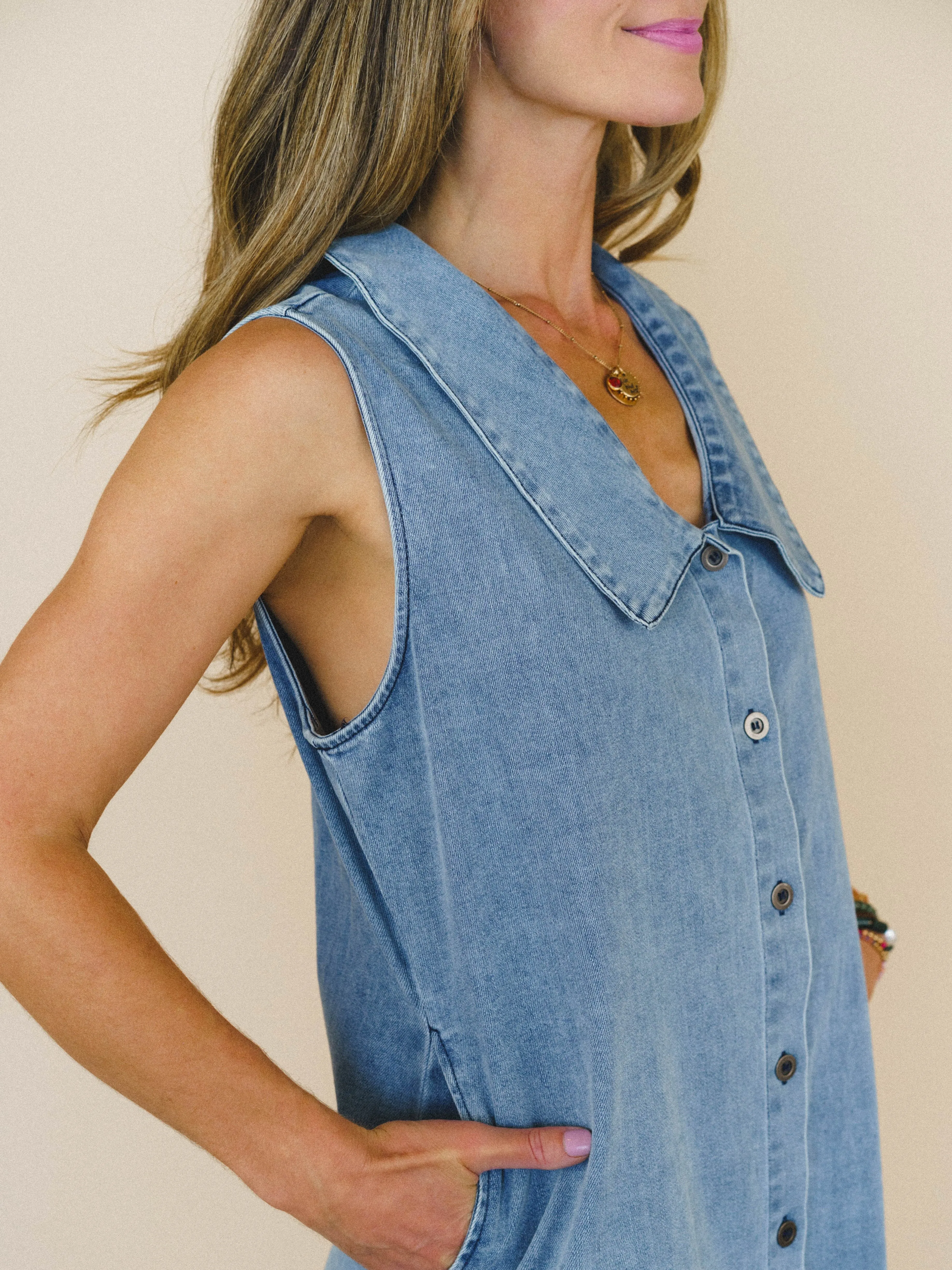 Just the Thing Dress - Denim sold by Three Bird Nest product image thumbnail 3