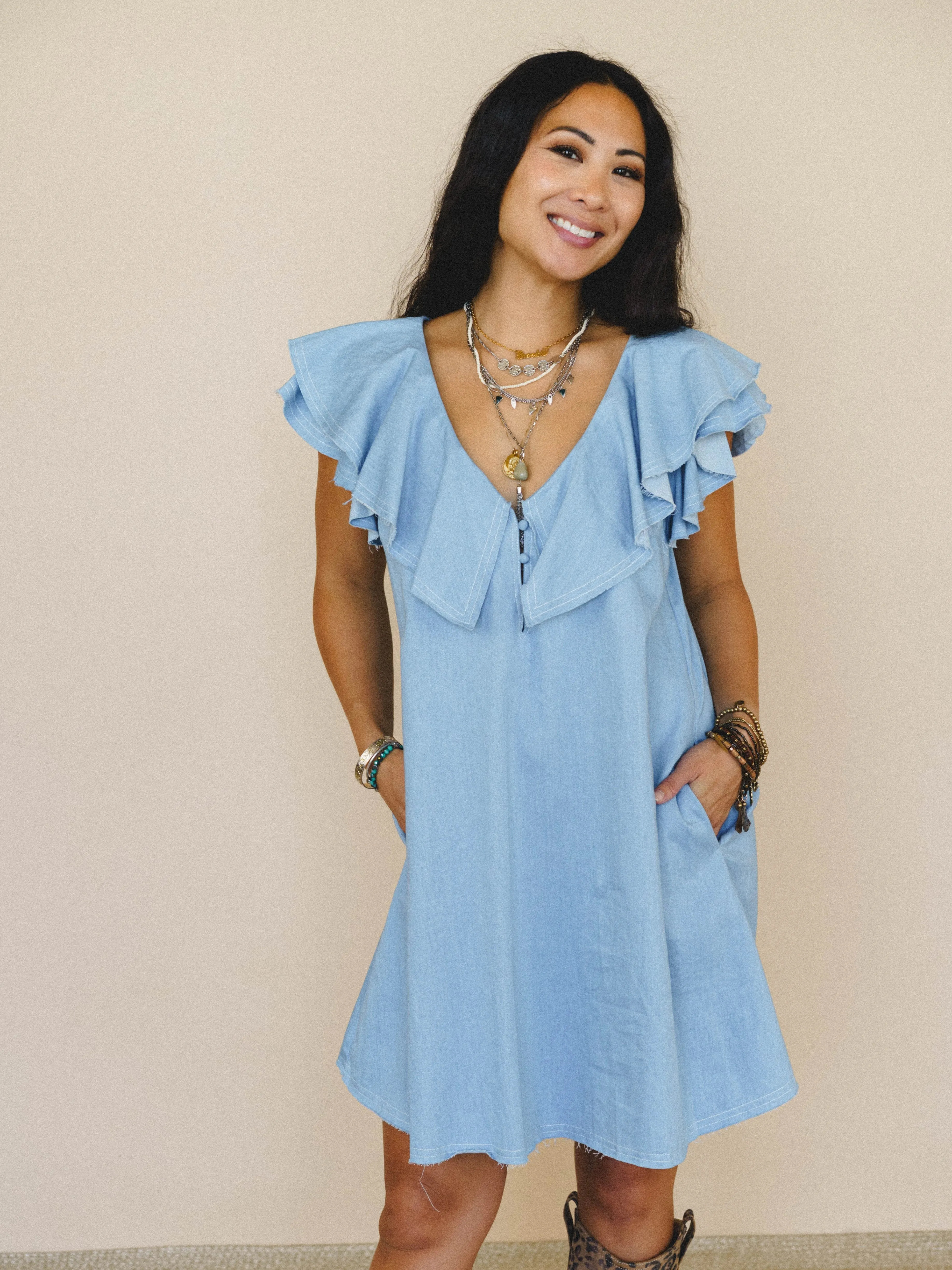 Art of Love Dress - Light Denim sold by Three Bird Nest