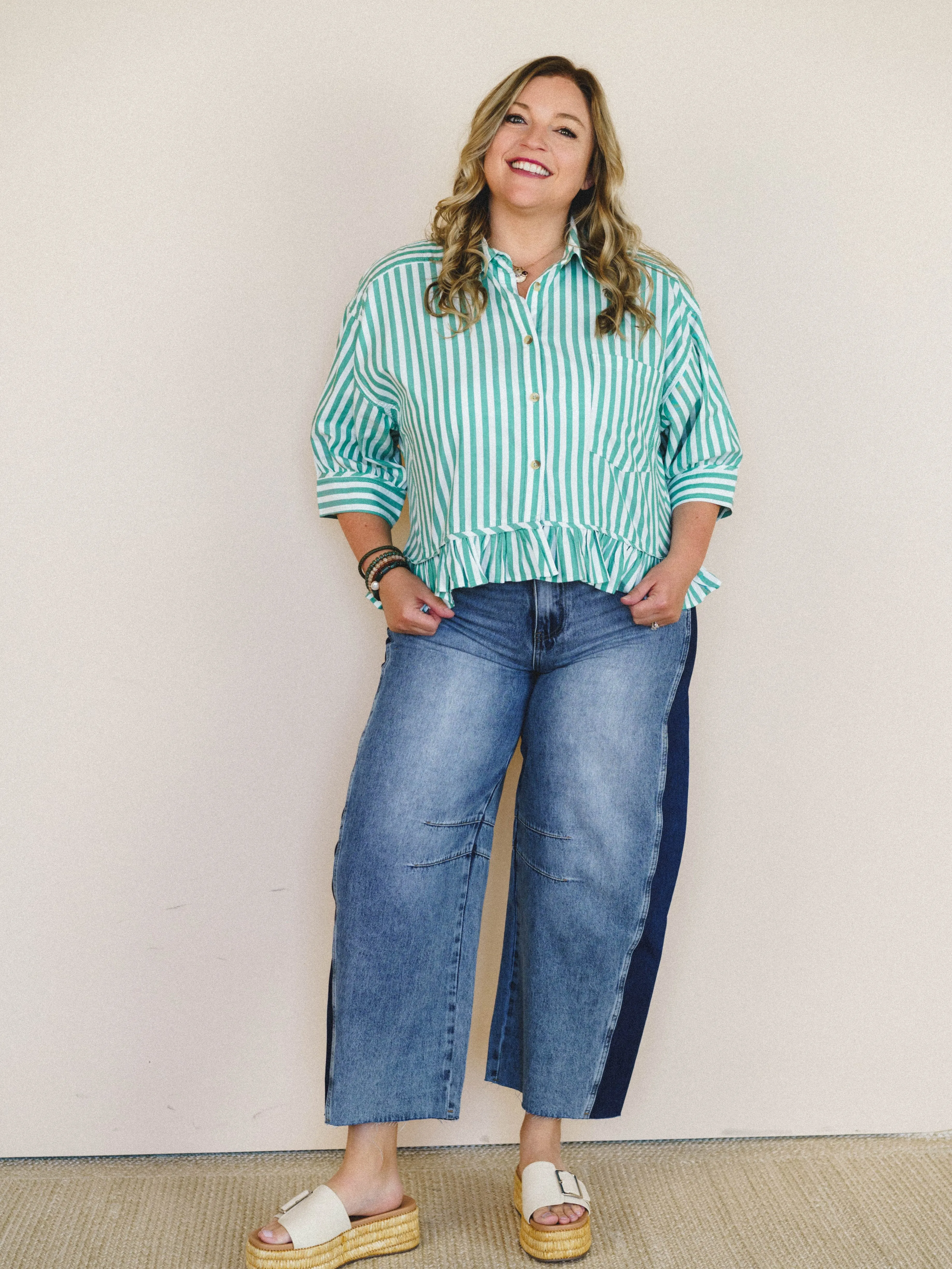 Go Time Blouse - Ivory Green sold by Three Bird Nest product image thumbnail 4
