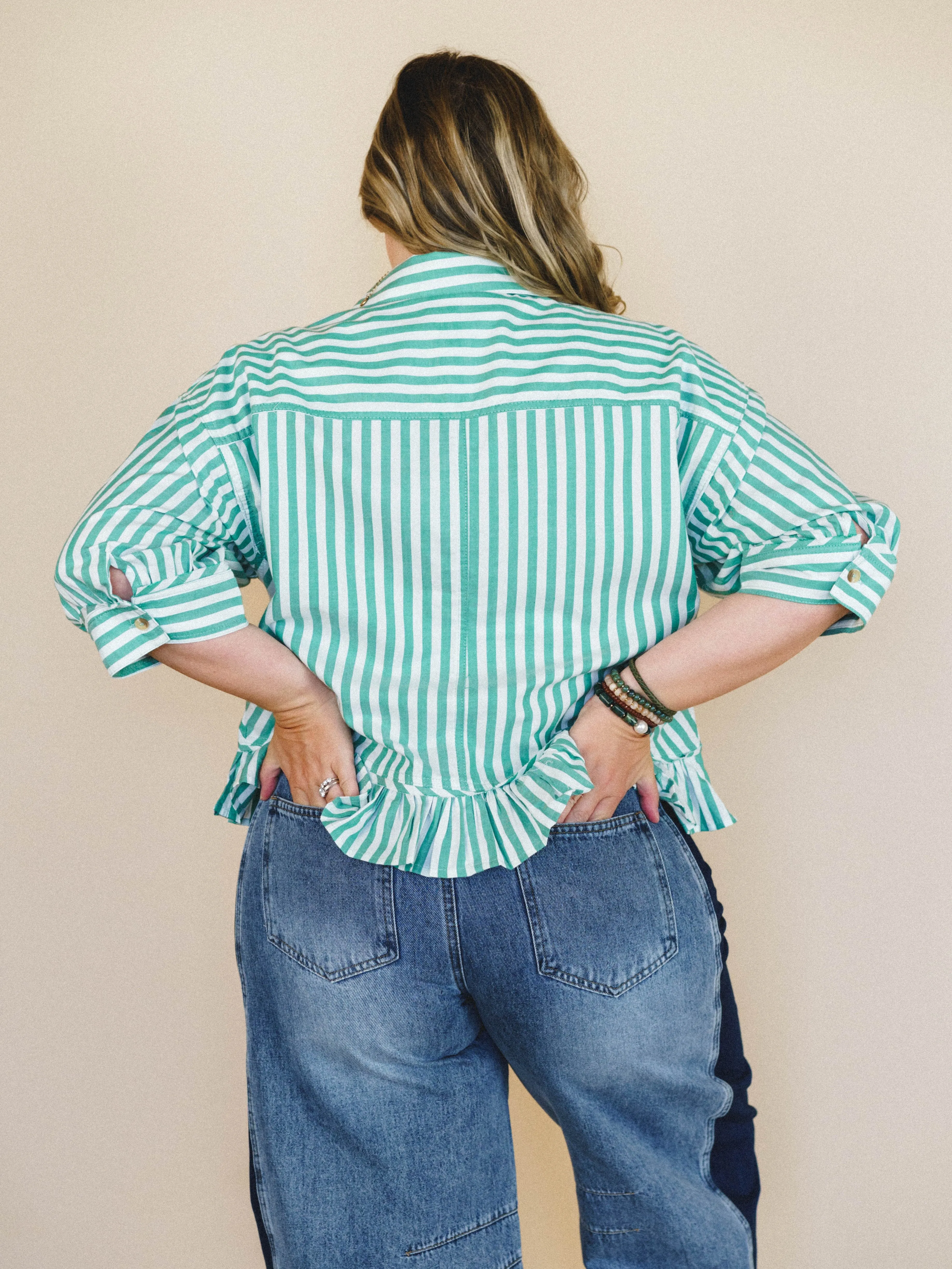 Go Time Blouse - Ivory Green sold by Three Bird Nest product image thumbnail 2