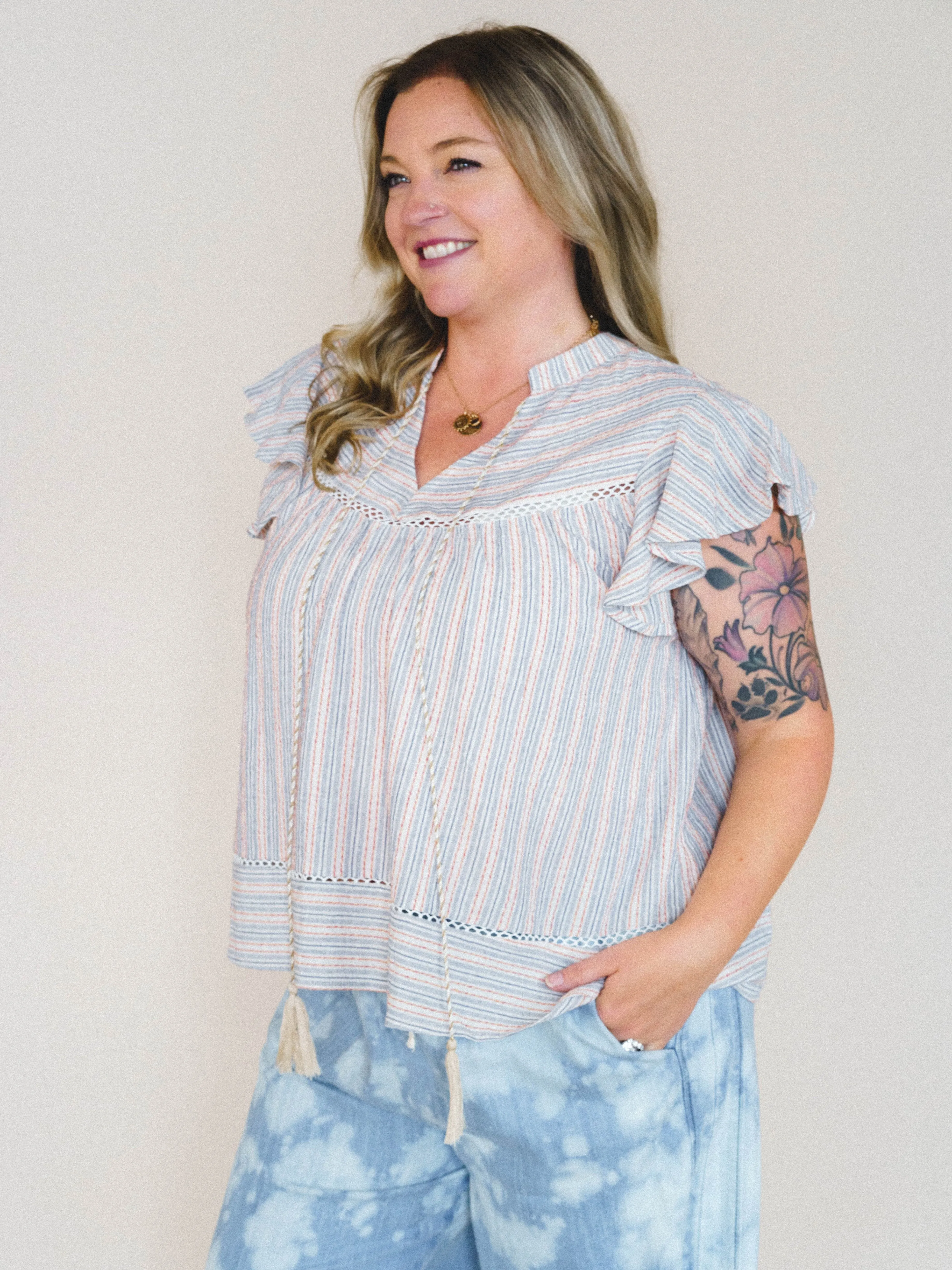 Meadow Sunrise Blouse
- Denim sold by Three Bird Nest product image thumbnail 2