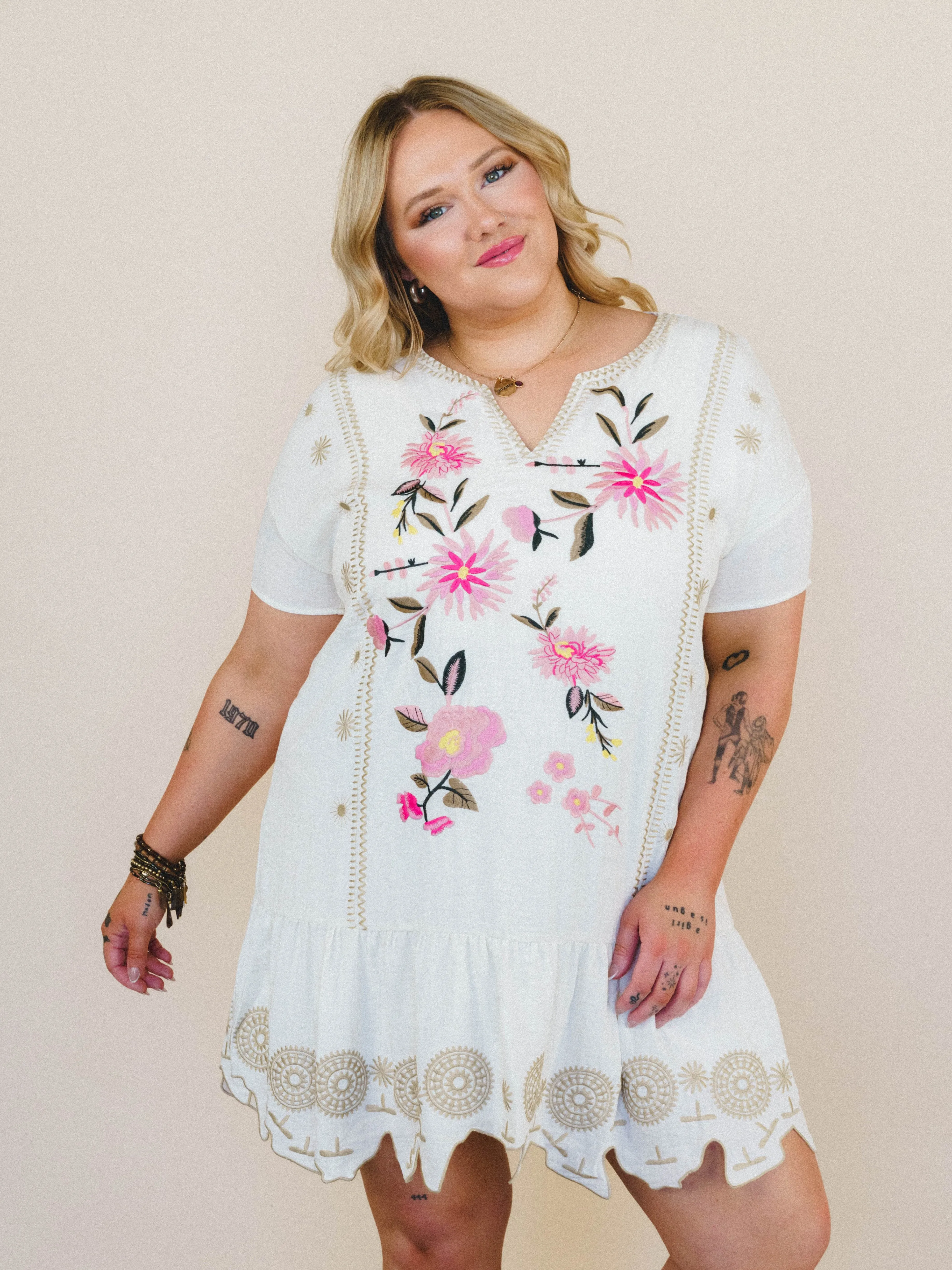 Sweet Dandy Embroidered Dress - Cream sold by Three Bird Nest product image thumbnail 2