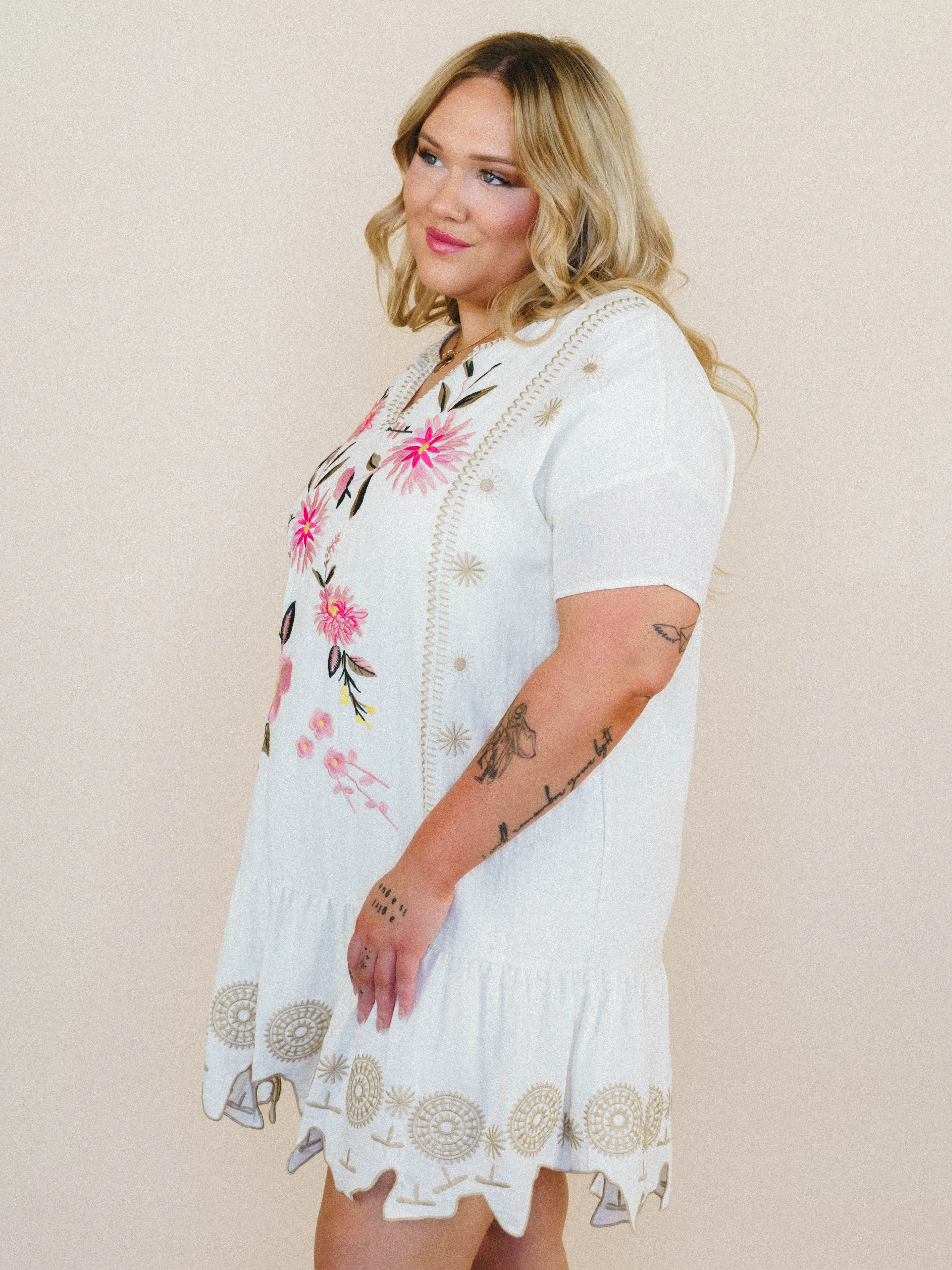 Sweet Dandy Embroidered Dress - Cream sold by Three Bird Nest product image thumbnail 3