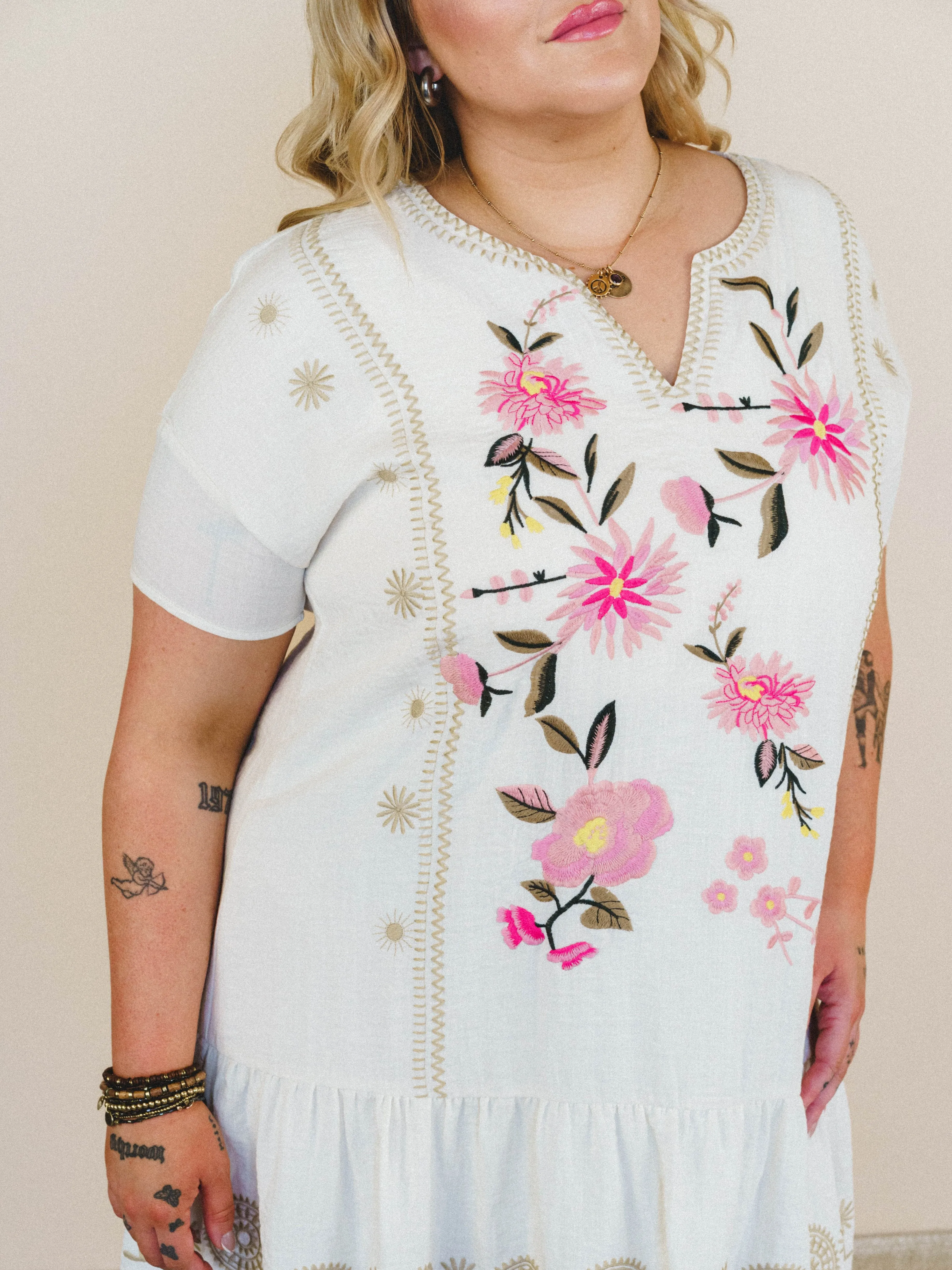 Sweet Dandy Embroidered Dress - Cream sold by Three Bird Nest product image thumbnail 5
