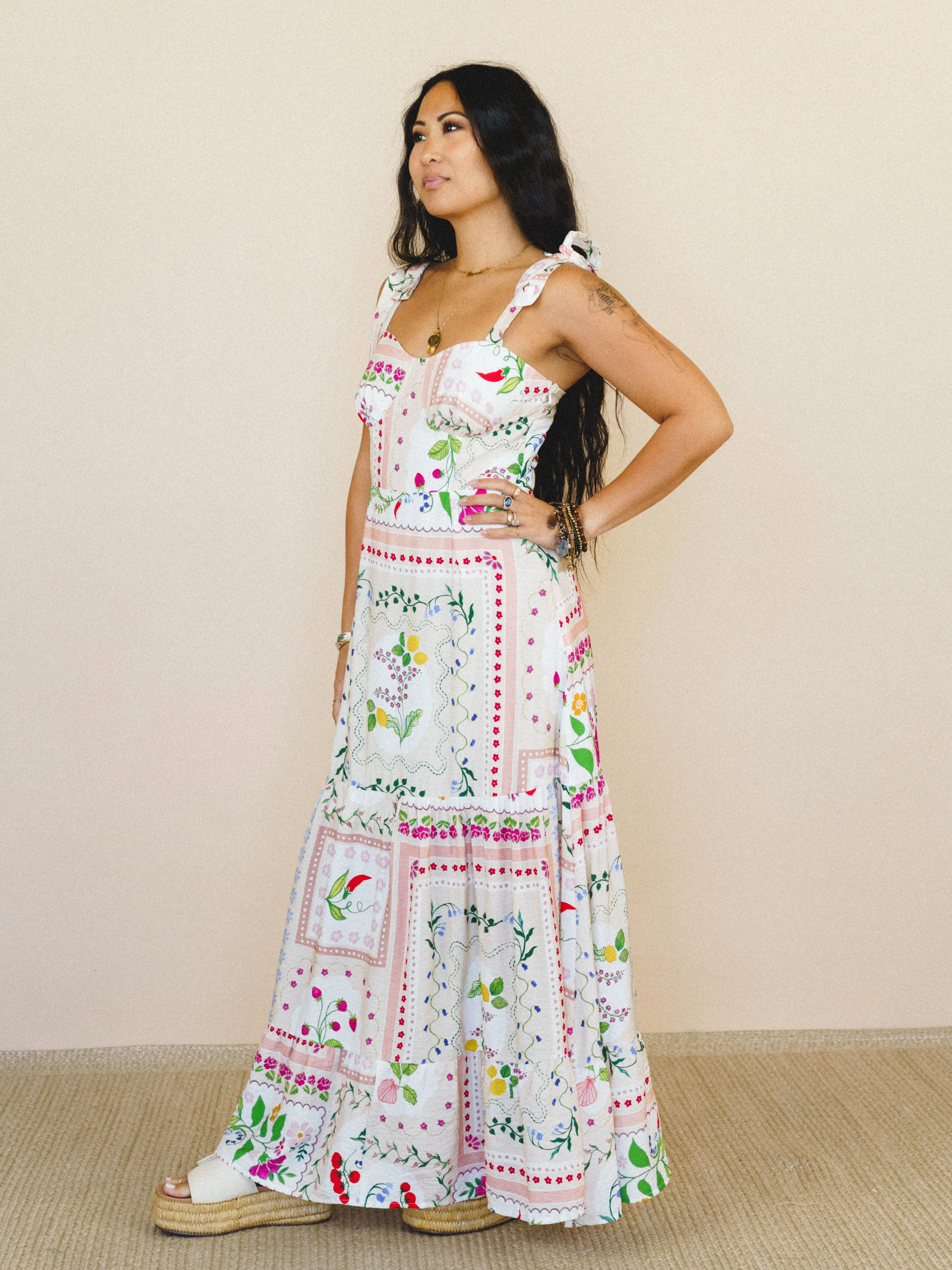 Small Town Dress - Cream Multi sold by Three Bird Nest product image thumbnail 5