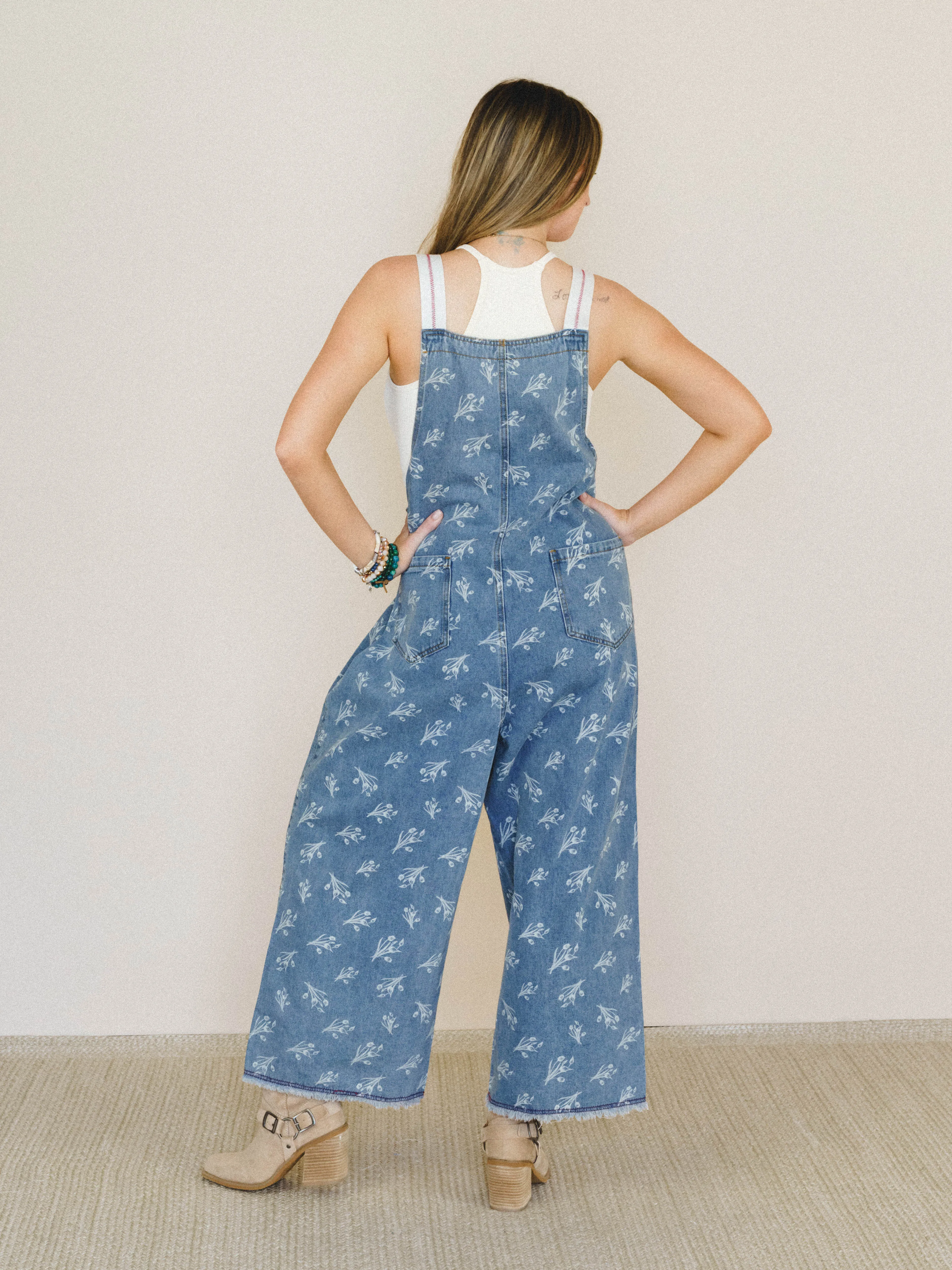 Floral Frenzy Jumpsuit - Washed Denim sold by Three Bird Nest product image thumbnail 2